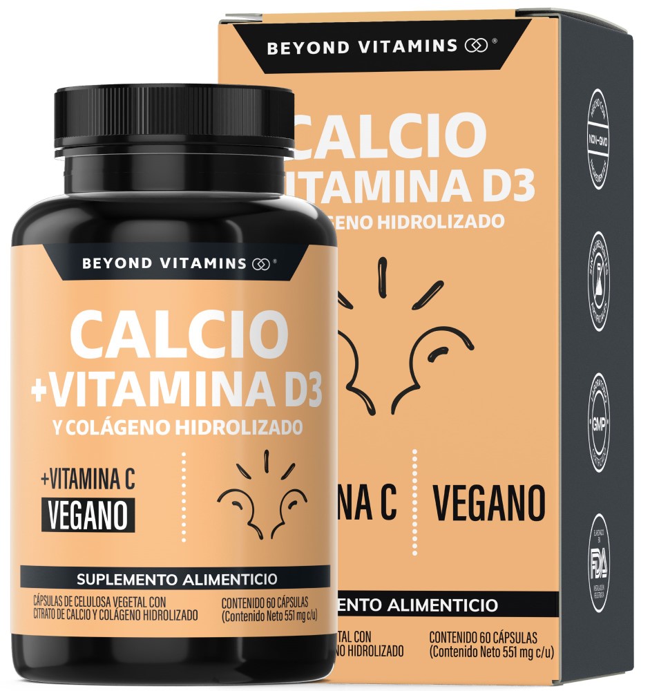 Suplemento Alimenticio Beyond Vitamins Calcio, Vitamina D3, Colágeno Hidrolizado Y Vitamina C  60 Cápsulas