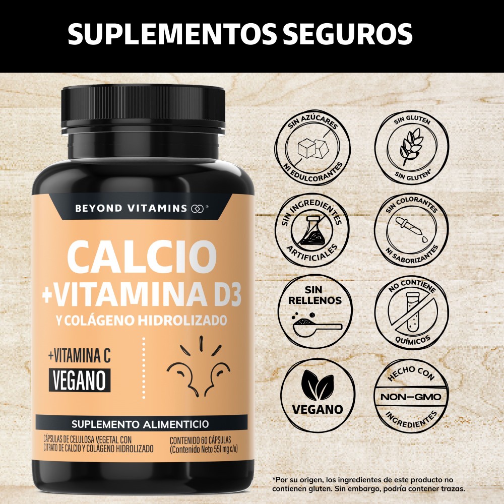 Foto 3 pulgar | Suplemento Alimenticio Beyond Vitamins Calcio, Vitamina D3, Colágeno Hidrolizado Y Vitamina C  60 Cápsulas