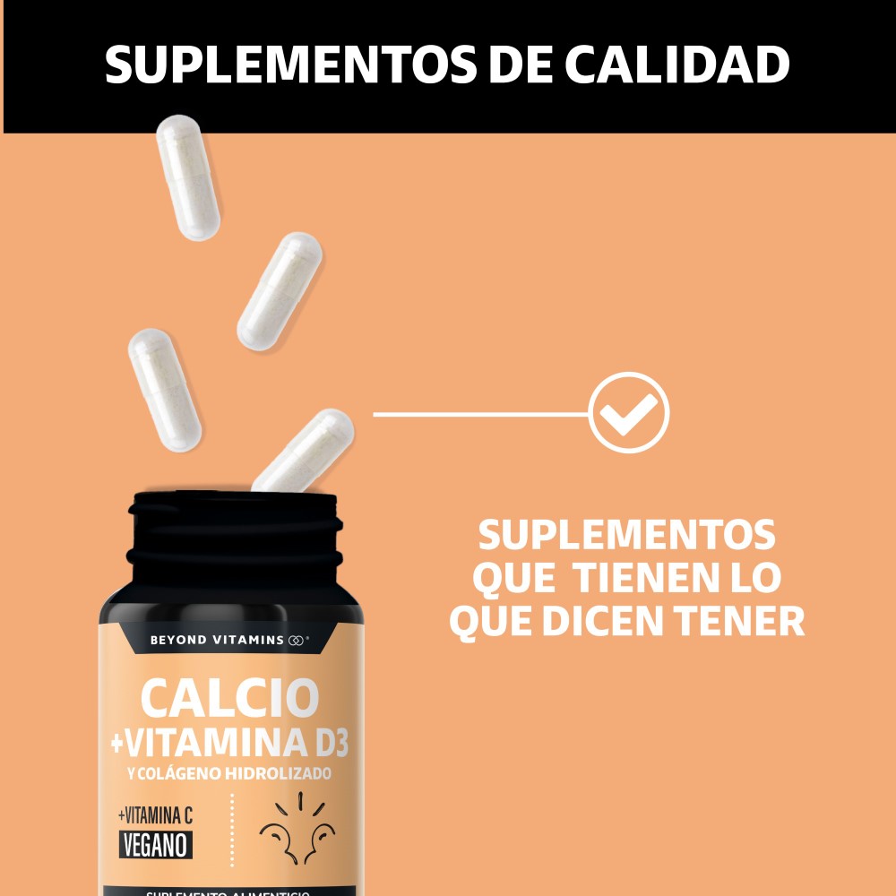 Foto 5 pulgar | Suplemento Alimenticio Beyond Vitamins Calcio, Vitamina D3, Colágeno Hidrolizado Y Vitamina C  60 Cápsulas