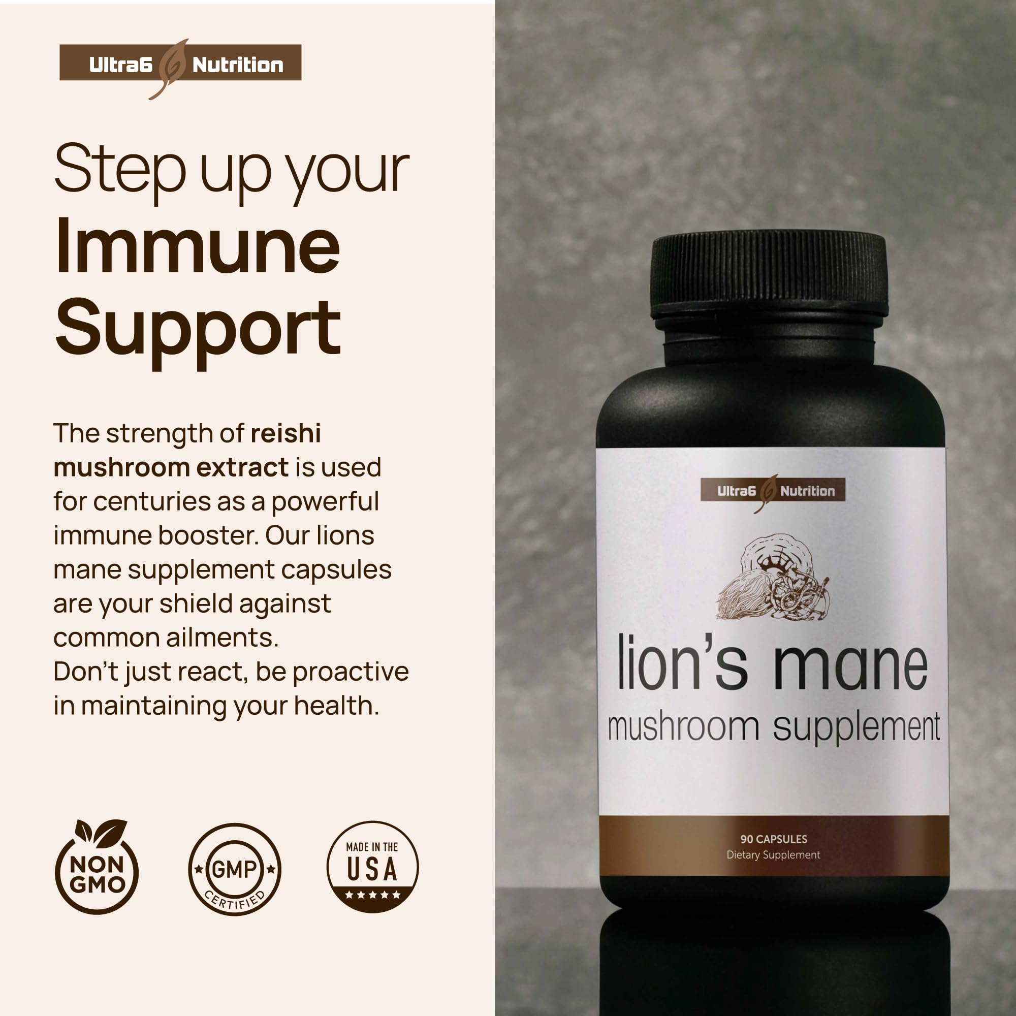 Foto 7 pulgar | Suplemento Ultra6 Nutrition Organic Lions Mane 90 Cápsulas - Venta Internacional