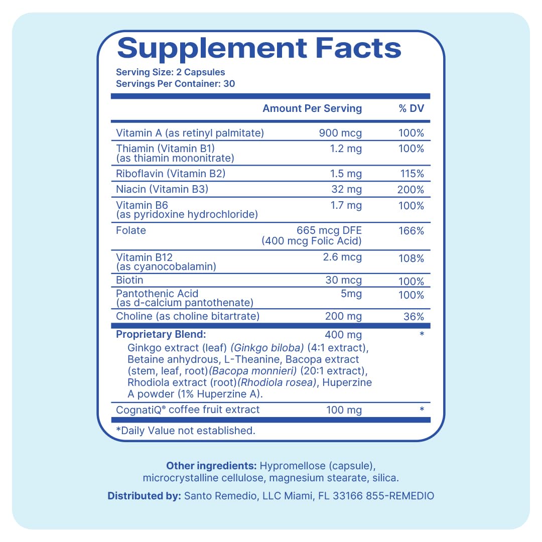 Foto 7 pulgar | Suplemento Santo Remedio Memoria Brain Health 60 Capsulas - Venta Internacional