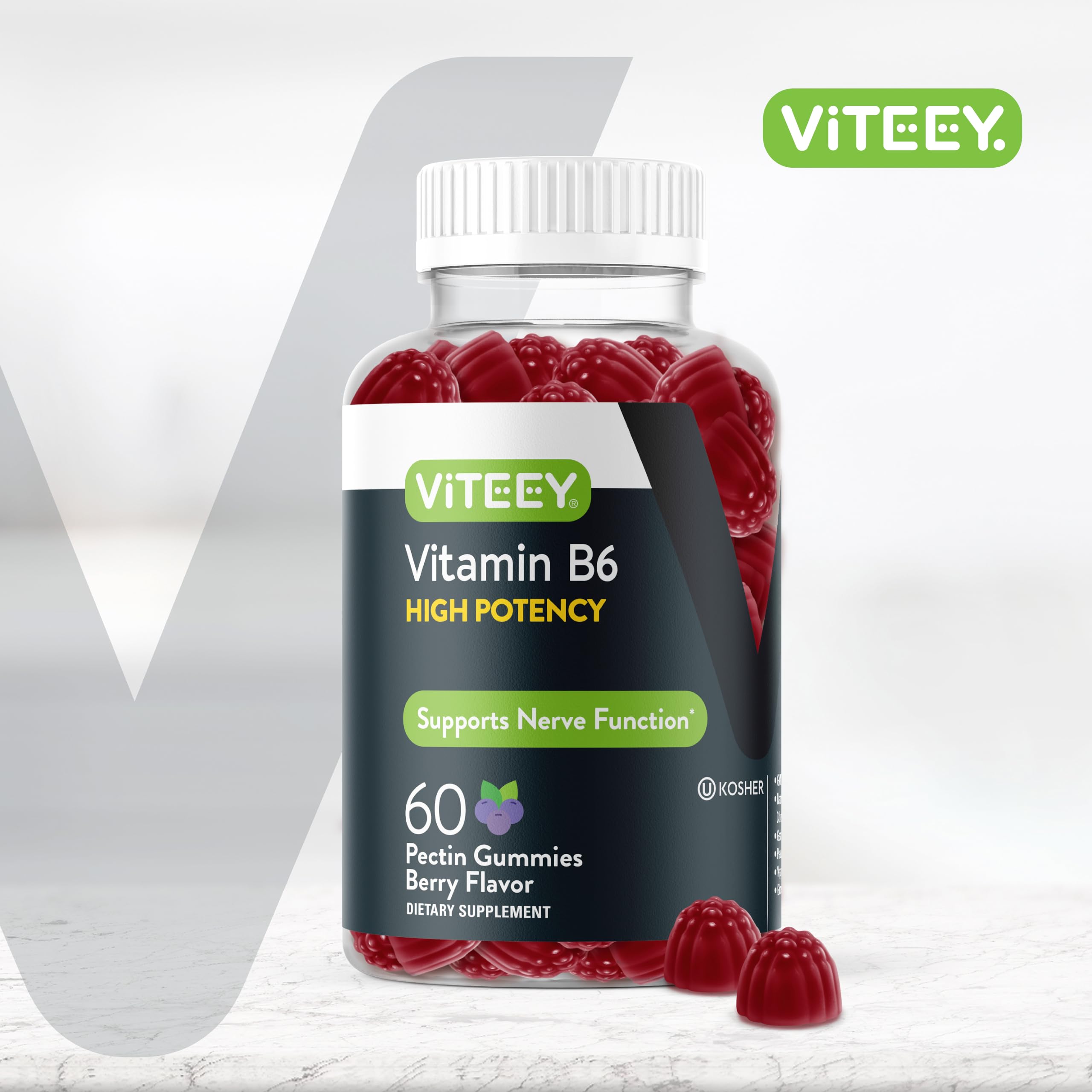 Foto 3 pulgar | Gomitas de Vitamina B6 Viteey 100 Mg para Adultos y Adolescentes 60 Unidades - Venta Internacional