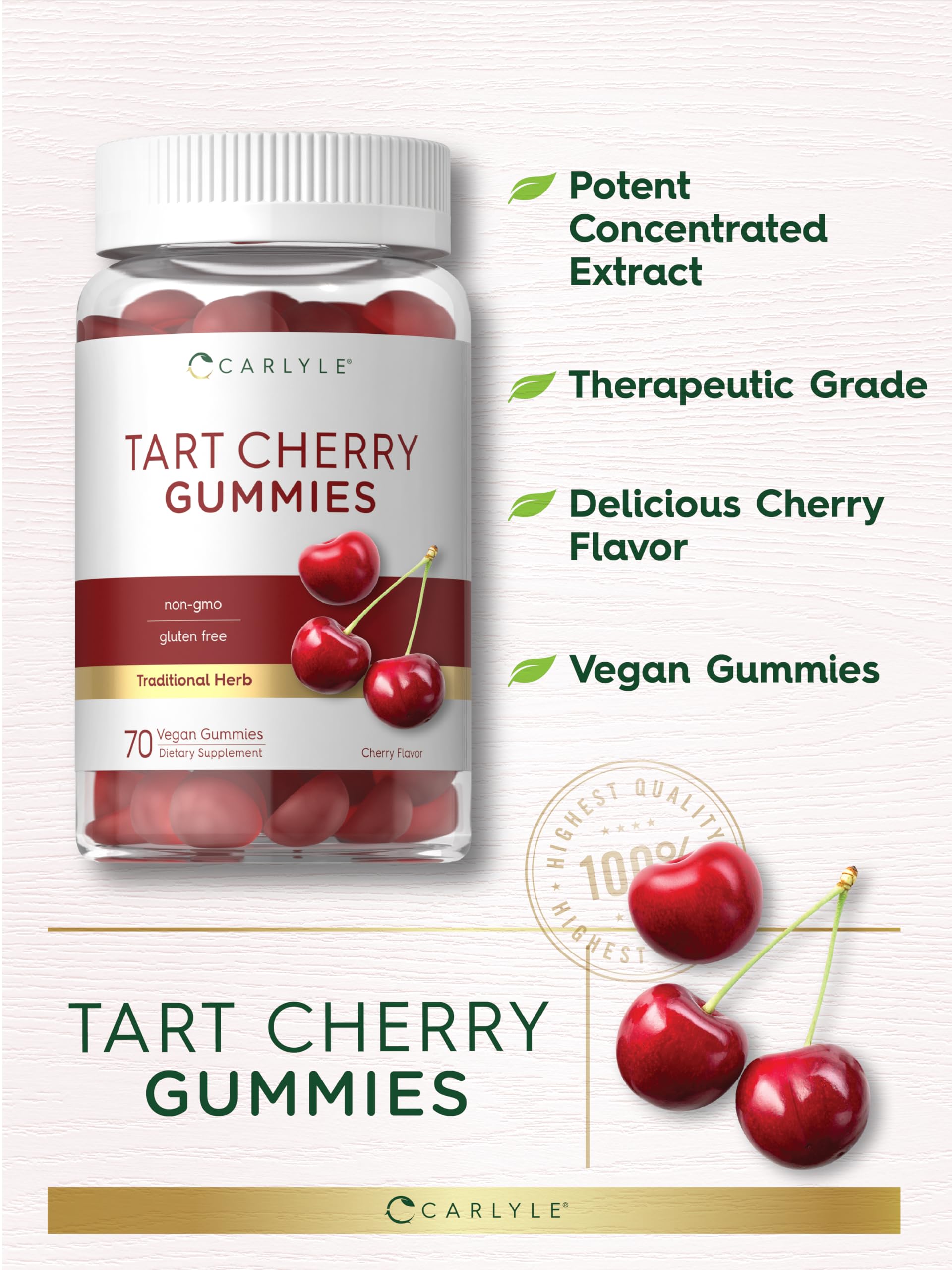 Foto 5 pulgar | Suplemento Carlyle Tart Cherry Gummies, 2000 Mg, 70 Unidades - Venta Internacional.