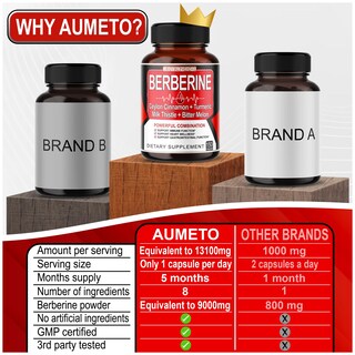Foto 2 | Suplemento Aumeto Berberine 8 en 1 150 Cápsulas 13100 Mg - Venta Internacional