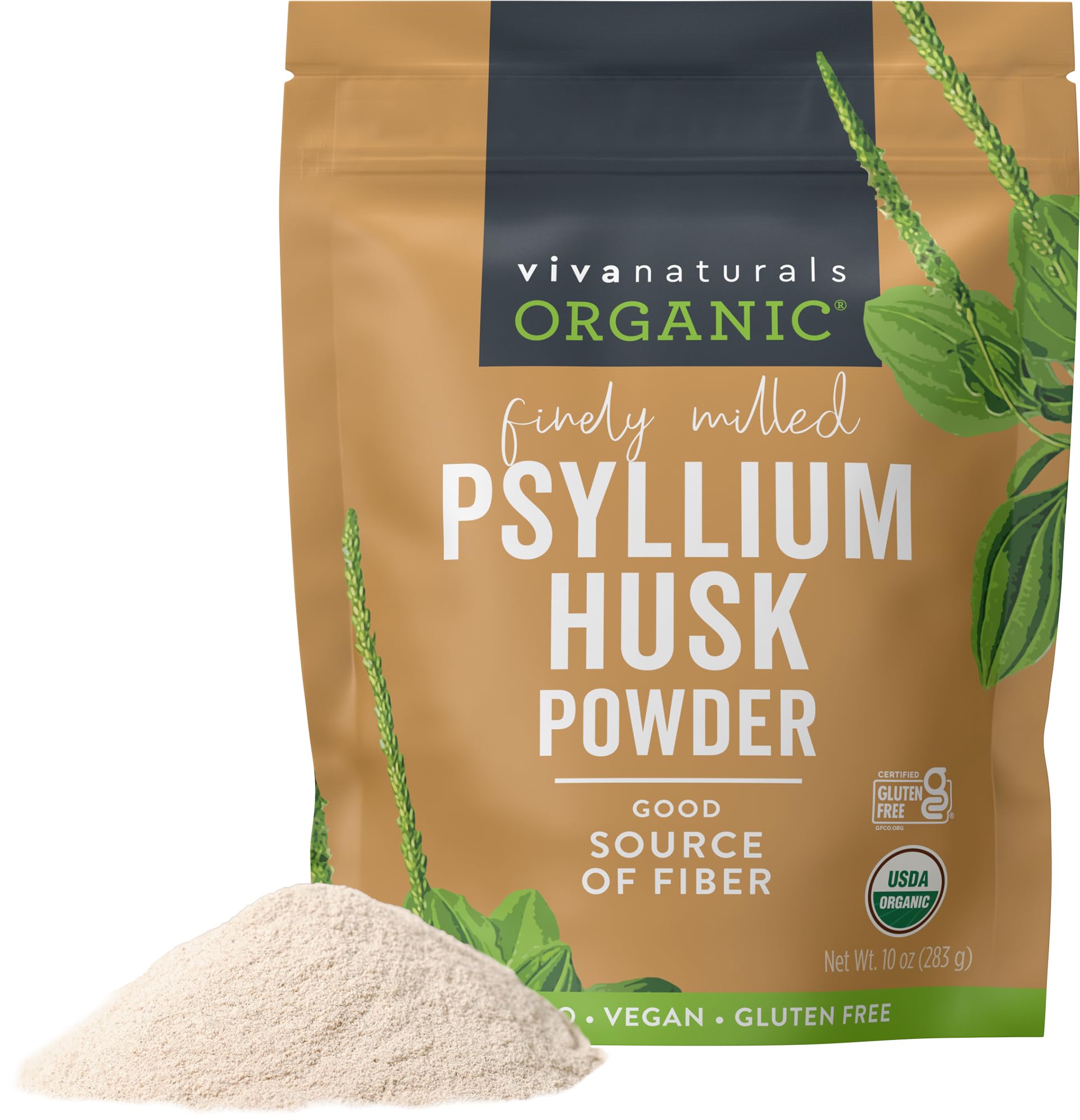 Foto 2 pulgar | Polvo de Cáscara Psilio Viva Naturals Fuente de Fibra Orgánica 300 Ml - Venta Internacional