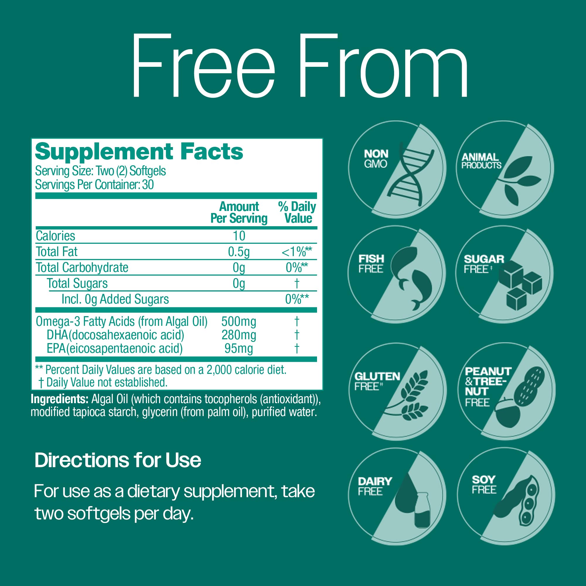 Foto 5 pulgar | Suplemento Omega-3 De Origen Vegetal 500 Mg 60 Unidades - Venta Internacional