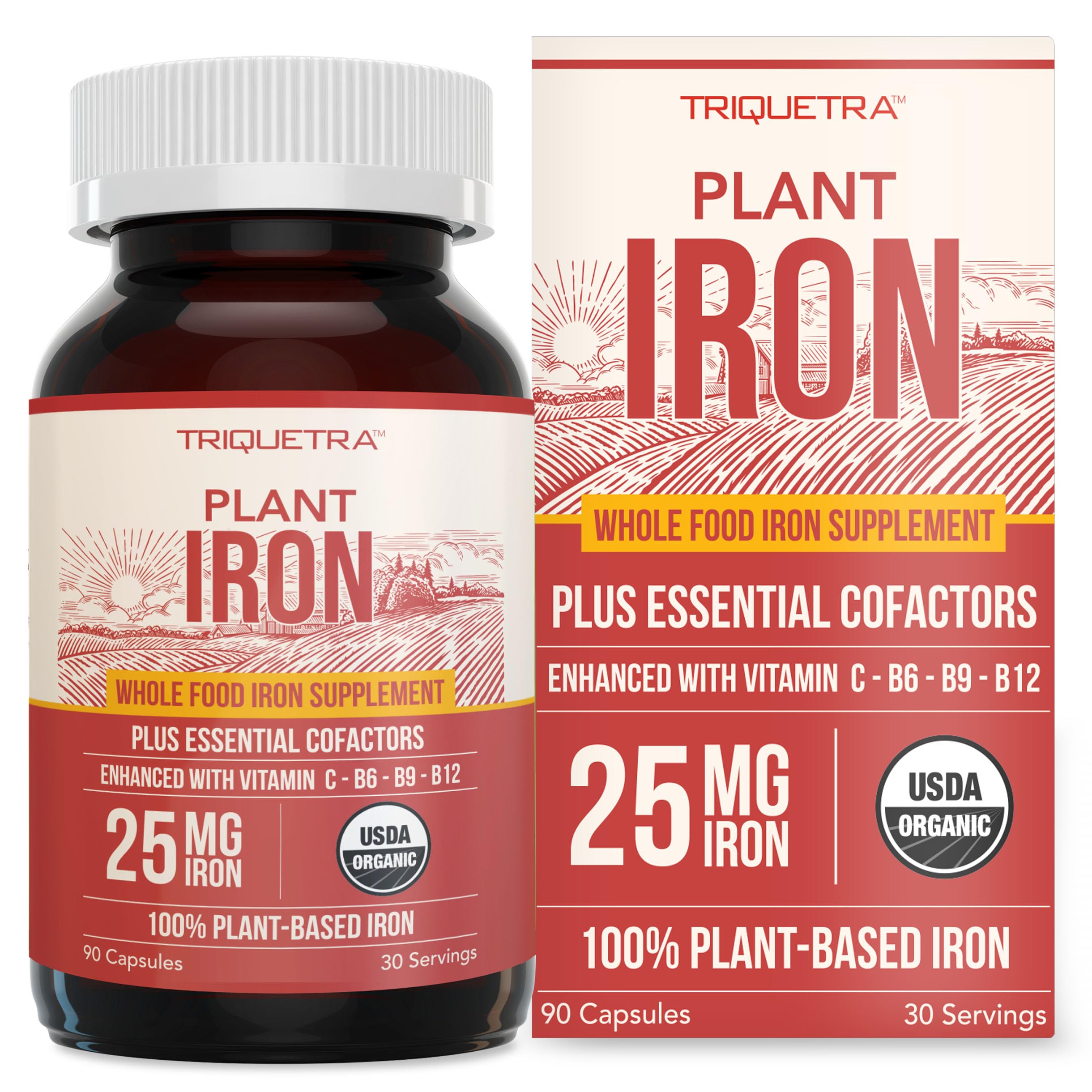 Suplemento de Hierro Orgánico Triquetra Health 25mg 90 Cápsulas - Venta Internacional