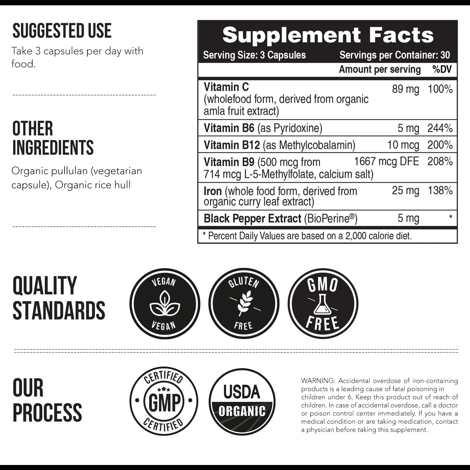Foto 7 | Suplemento de Hierro Orgánico Triquetra Health 25mg 90 Cápsulas - Venta Internacional