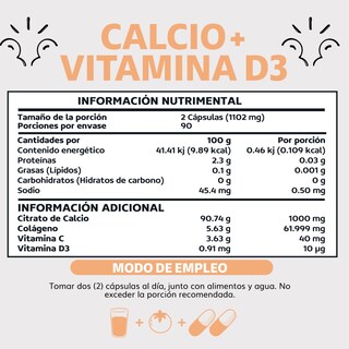 Foto 6 | Suplemento Alimenticio Beyond Vitamins Calcio, Vitamina D3, Colágeno Hidrolizado Y Vitamina C 180 Cápsulas