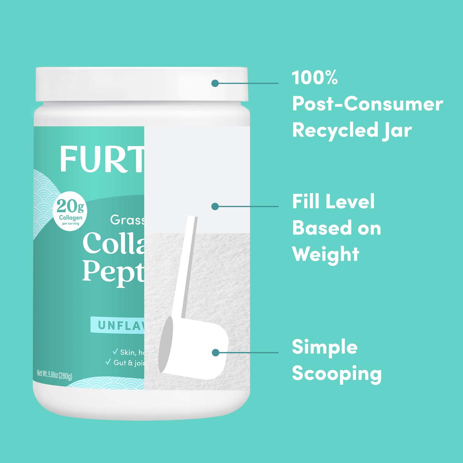 Foto 7 pulgar | Péptidos de Colágeno en Polvo Further Food Sin Sabor 275 Ml - Venta Internacional