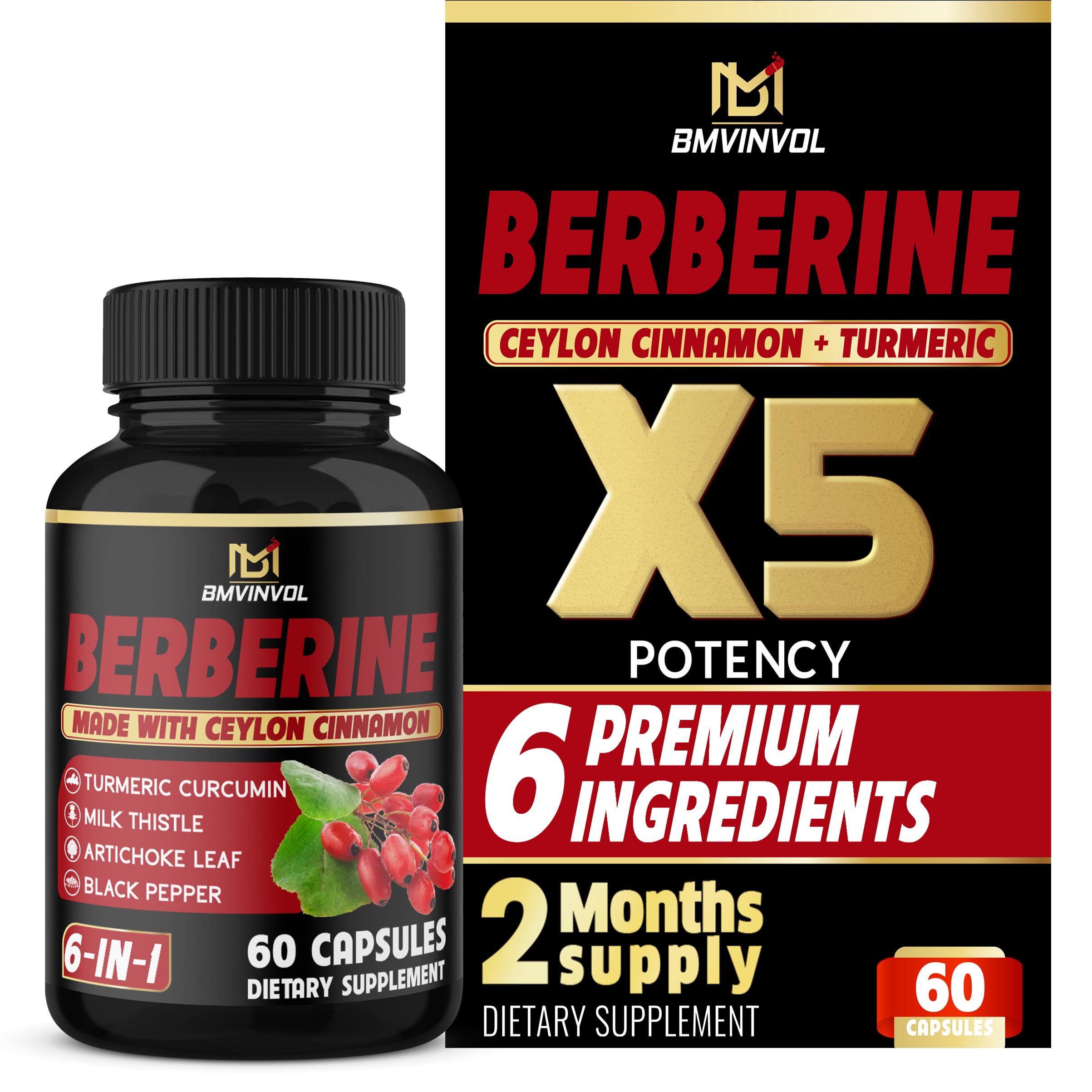Foto 2 pulgar | Suplemento Clorhídrico de Berberina con Canela De Ceilán Y Cúrcuma 60 Cápsulas - Venta Internacional