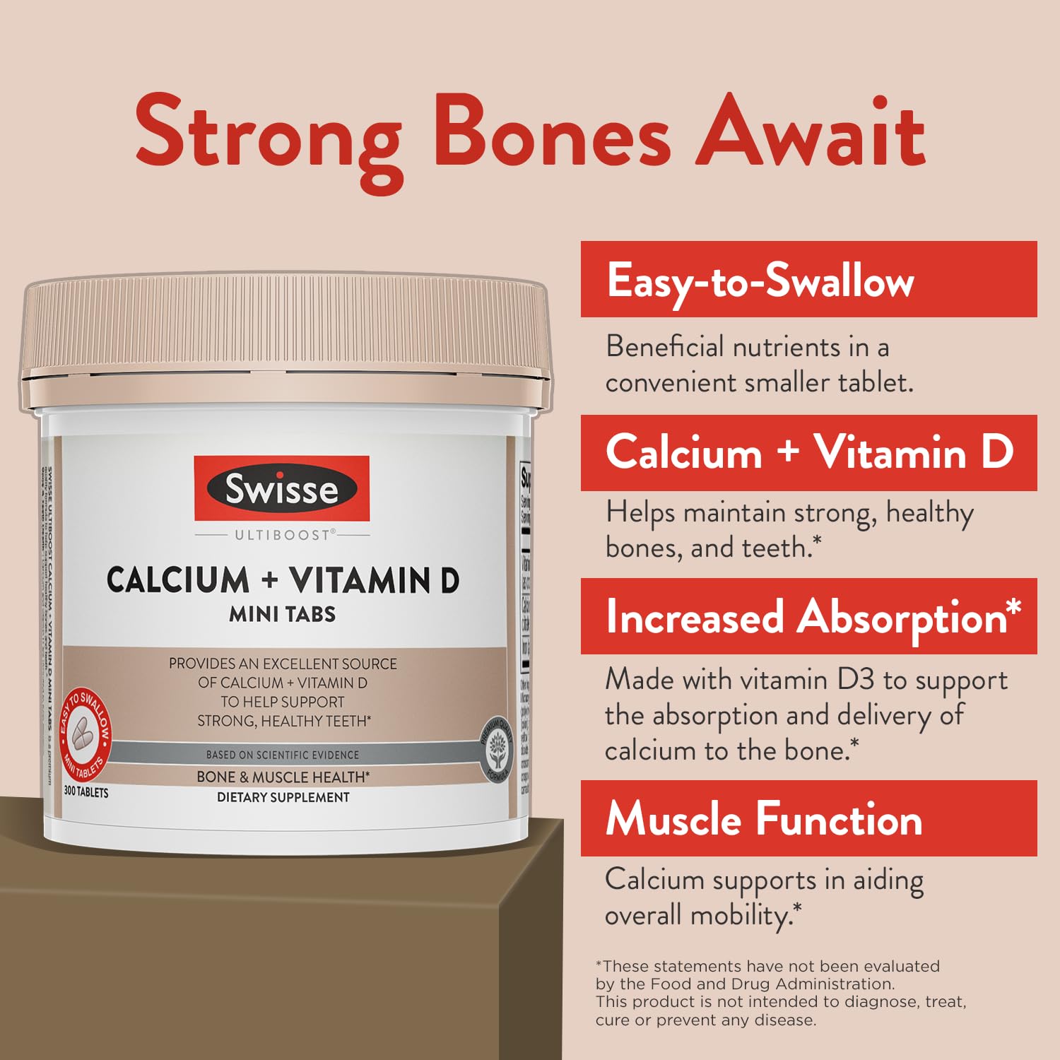 Foto 4 pulgar | Suplemento de Calcio Swisse Calcium con Vitamina D 830 Mg 300 Comprimidos - Venta Internacional