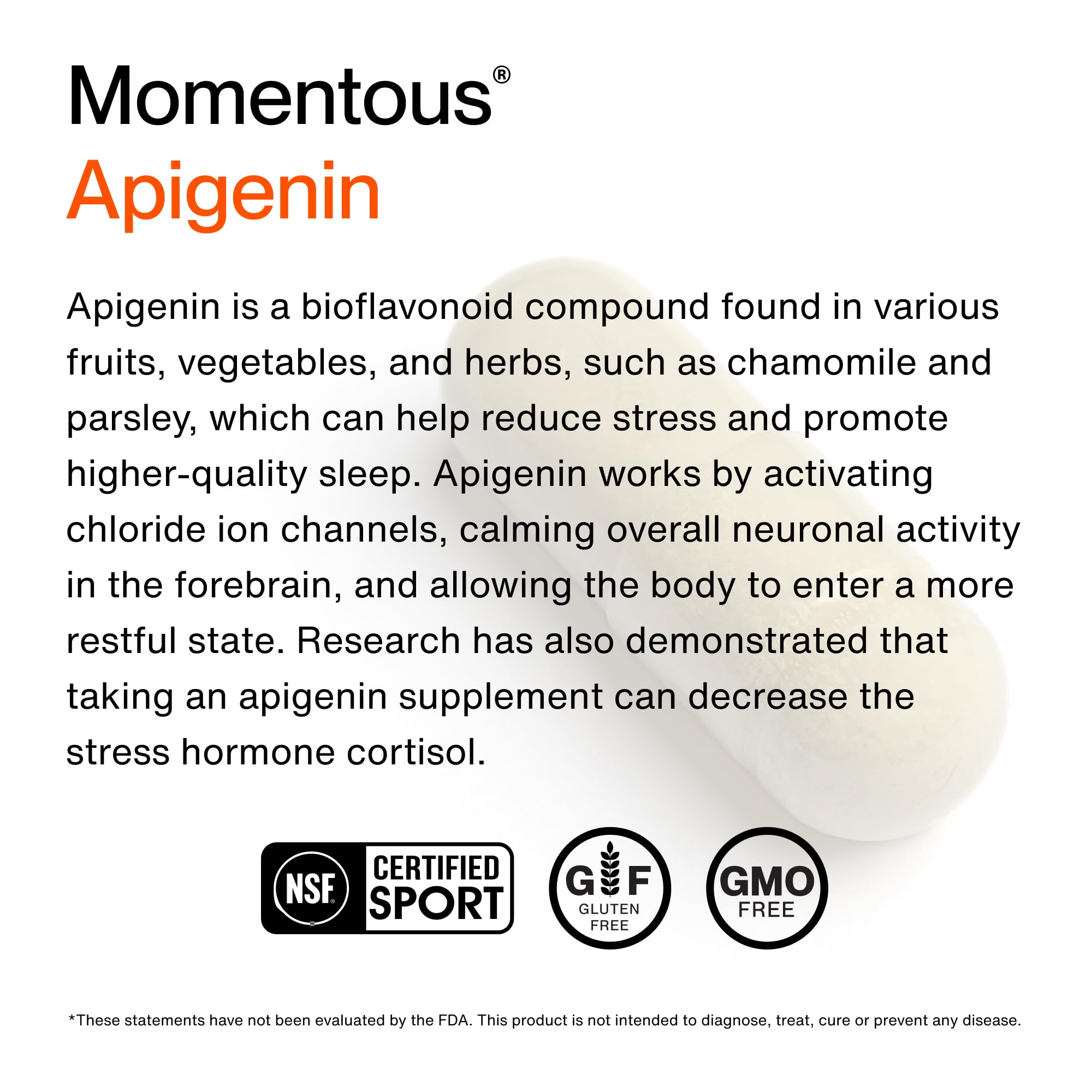 Foto 4 pulgar | Suplemento Momentous Apigenin 50 mg con 60 Unidades - Venta Internacional