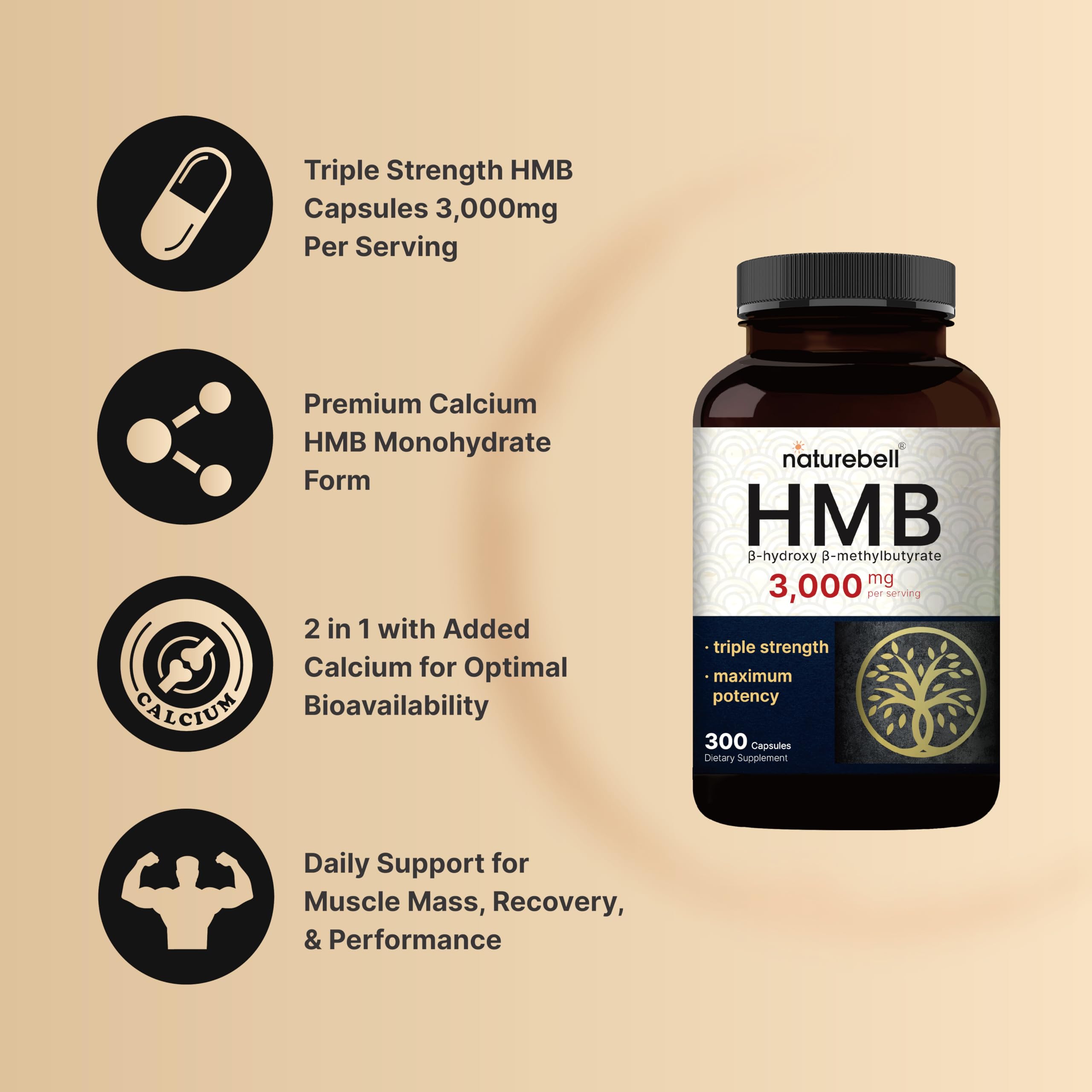 Foto 3 | Suplemento Naturebell Hmb Beta-hidroxi Beta-metilbutirato - Venta Internacional