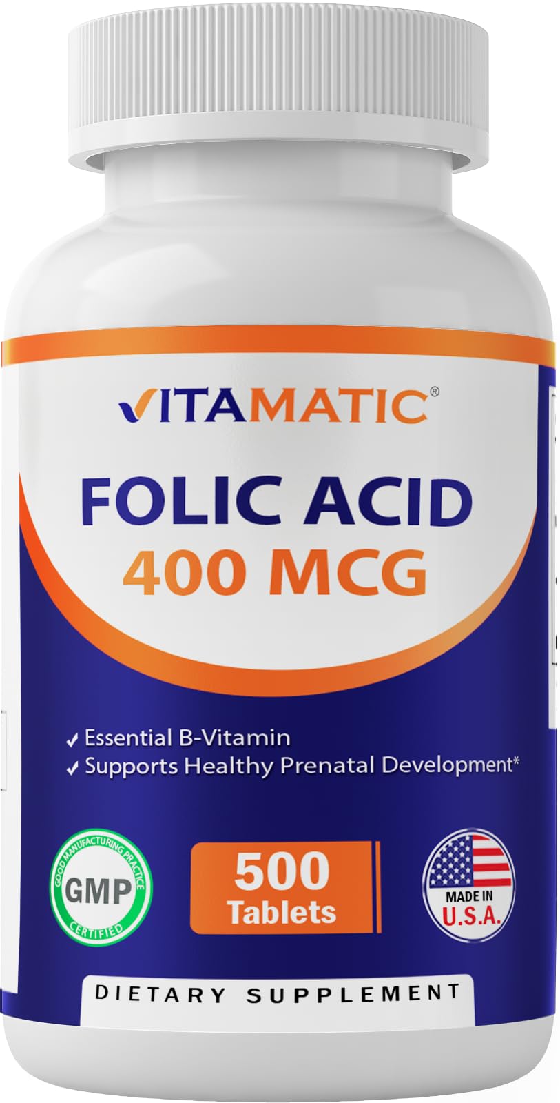 Foto 2 pulgar | Suplemento Vitamínico de Ácido Fólico 400 mcg 500 Comprimidos Vegetarianos  - Venta Internacional