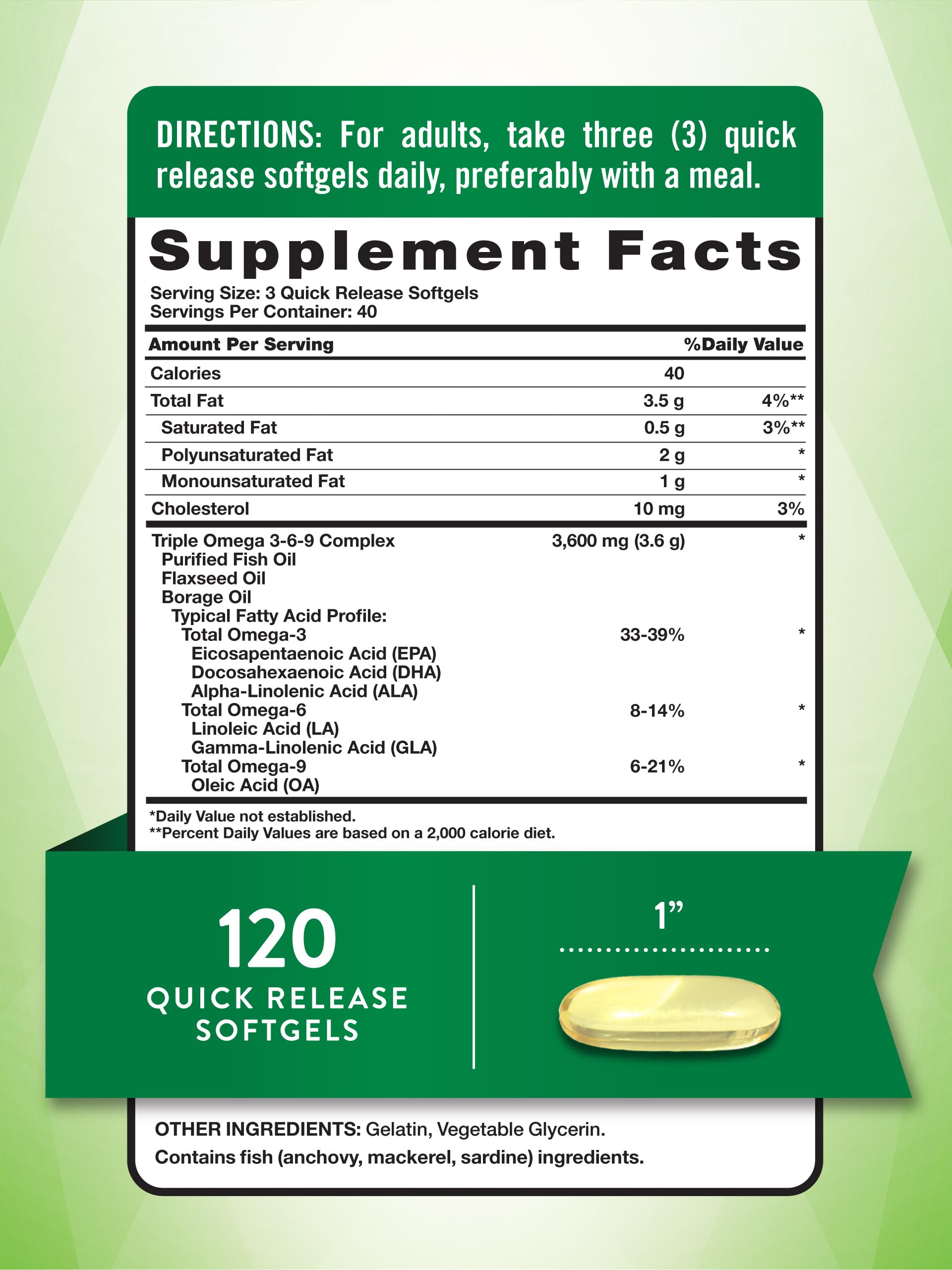 Foto 3 pulgar | Suplemento Nature's Truth Omega 3, 6 y 9 3600 mg 120 Cápsulas - Venta Internacional
