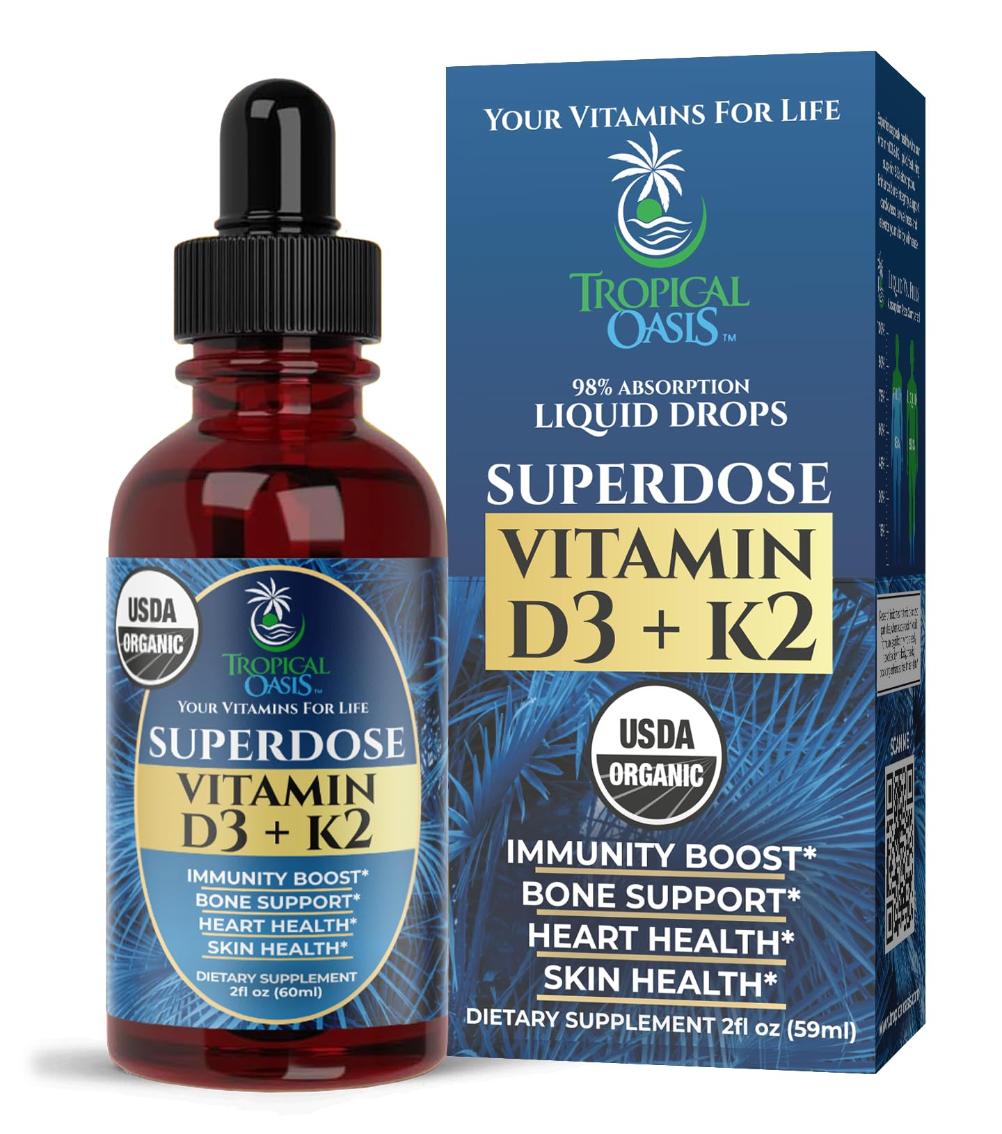 Suplemento Tropical Oasis Superdose de Vitamina D3 K2 60 Ml - Venta Internacional