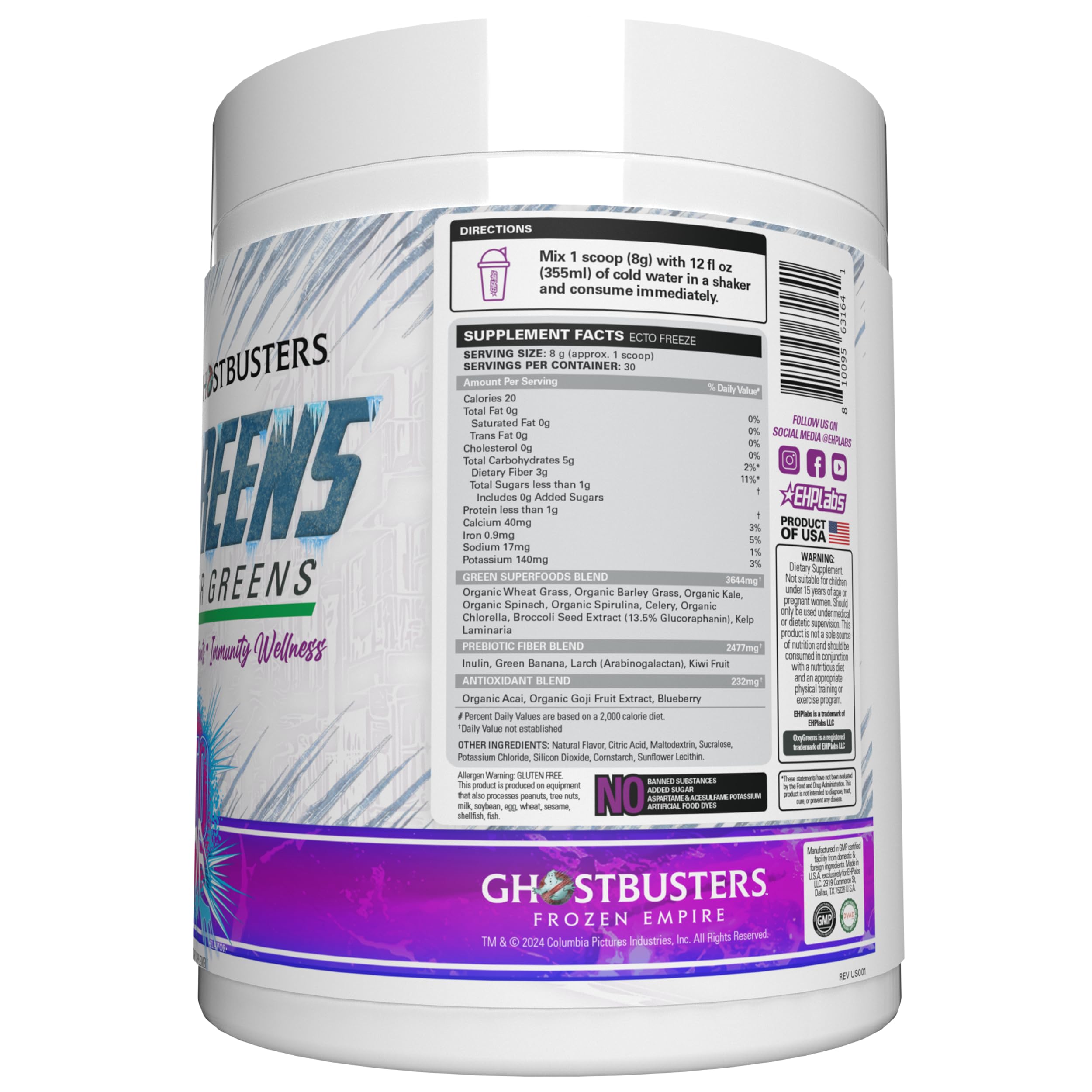 Foto 7 pulgar | Suplemento Super Greens Powder Ehp Labs X Cazafantasmas Oxygreens 30 Unidades - Venta Internacional