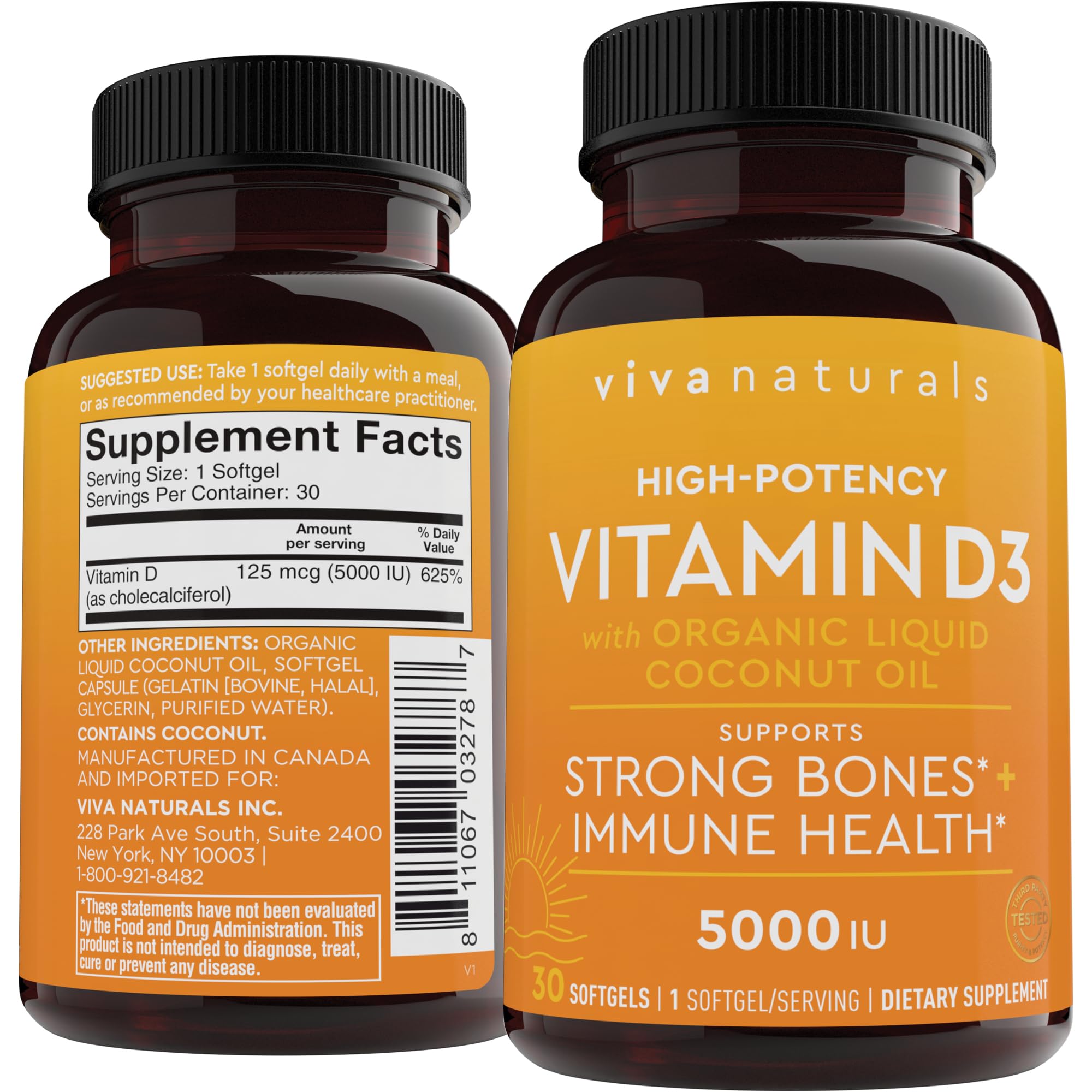 Foto 2 pulgar | Suplemento Viva Naturals Vitamina D3 5000 UI Cápsulas Blandas X30 - Venta Internacional