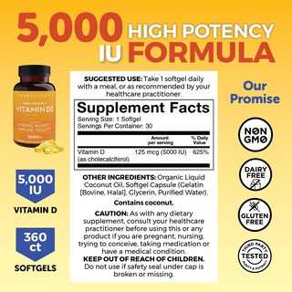 Foto 3 | Suplemento Viva Naturals Vitamina D3 5000 UI Cápsulas Blandas X30 - Venta Internacional