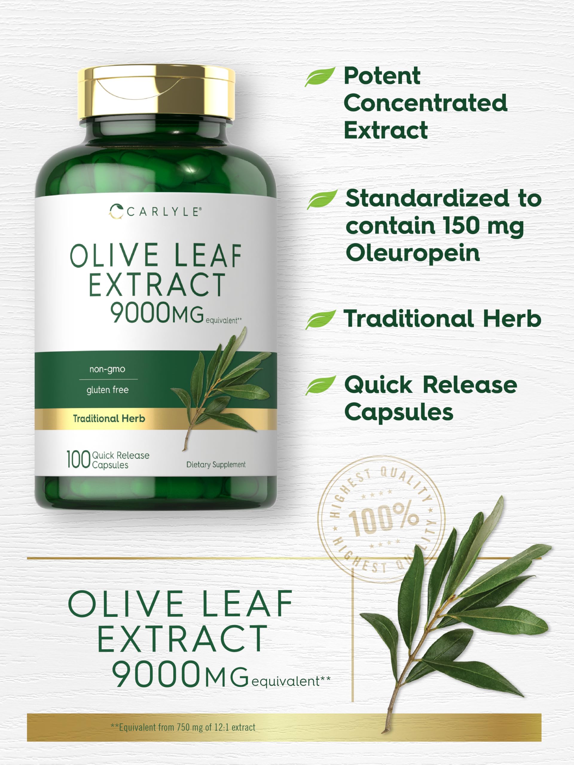 Foto 4 | Suplemento de Extracto Hoja de Olivo Carlyle 9000 Mg - Venta Internacional