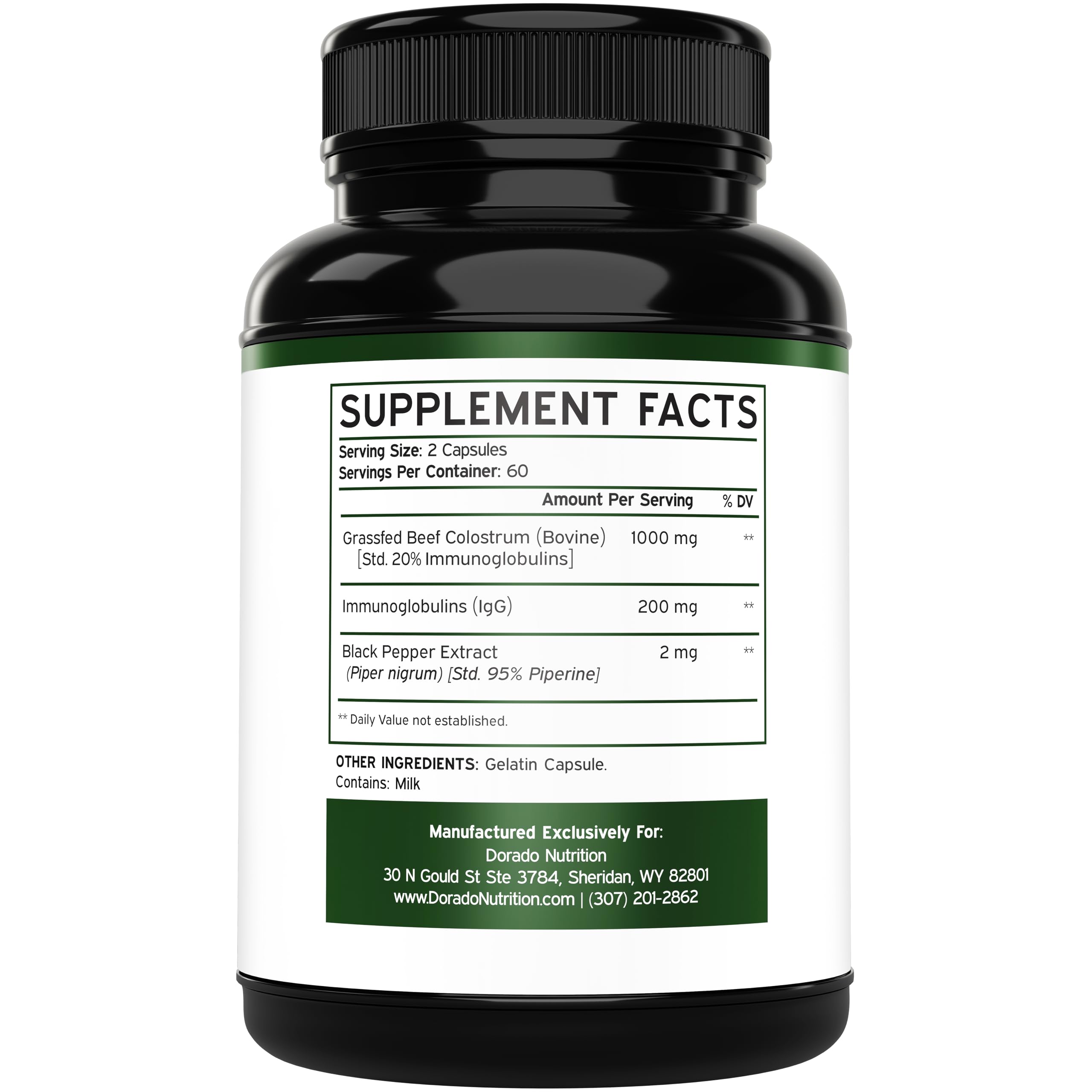 Foto 3 pulgar | Suplemento Dorado Nutrition Calostro 1000 mg 120 Cápsulas Veganas - Venta Internacional