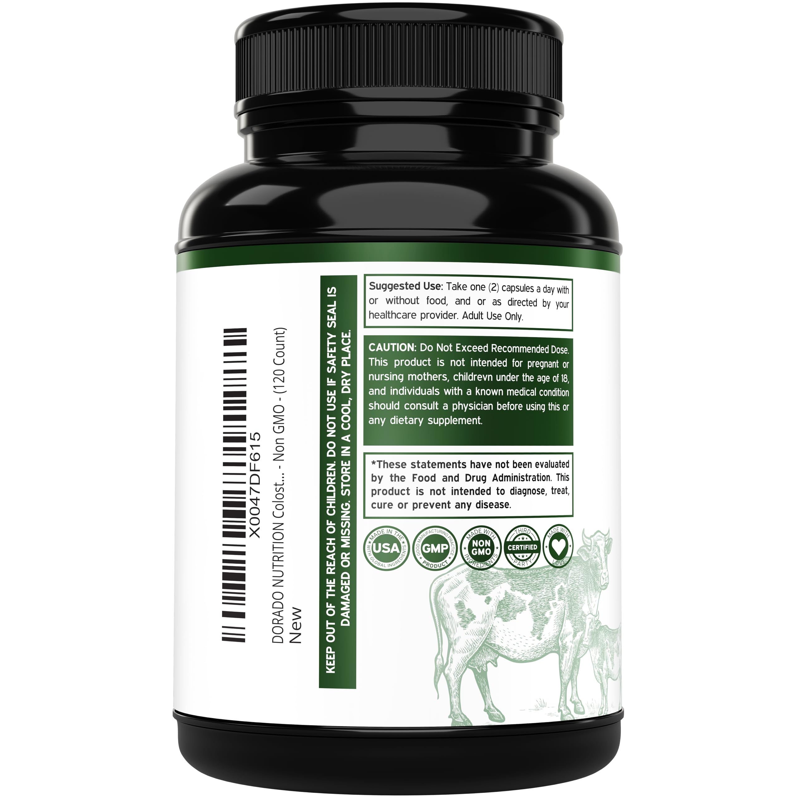 Foto 4 pulgar | Suplemento Dorado Nutrition Calostro 1000 mg 120 Cápsulas Veganas - Venta Internacional