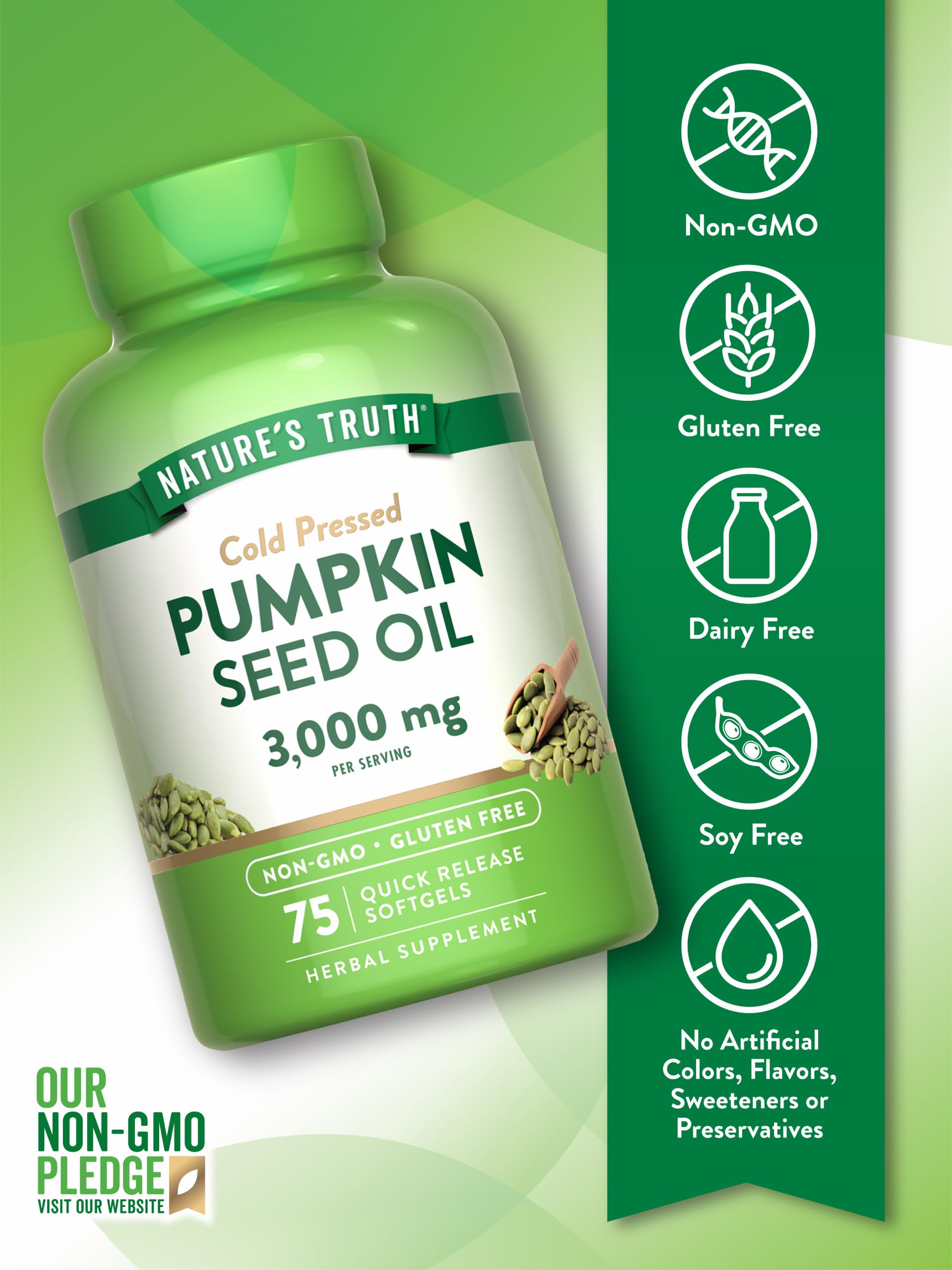 Foto 4 pulgar | Suplemento de Aceite de Semillas de Calabaza Nature's Truth 3000 Mg 75 Cápsulas Blandas - Venta Internacional