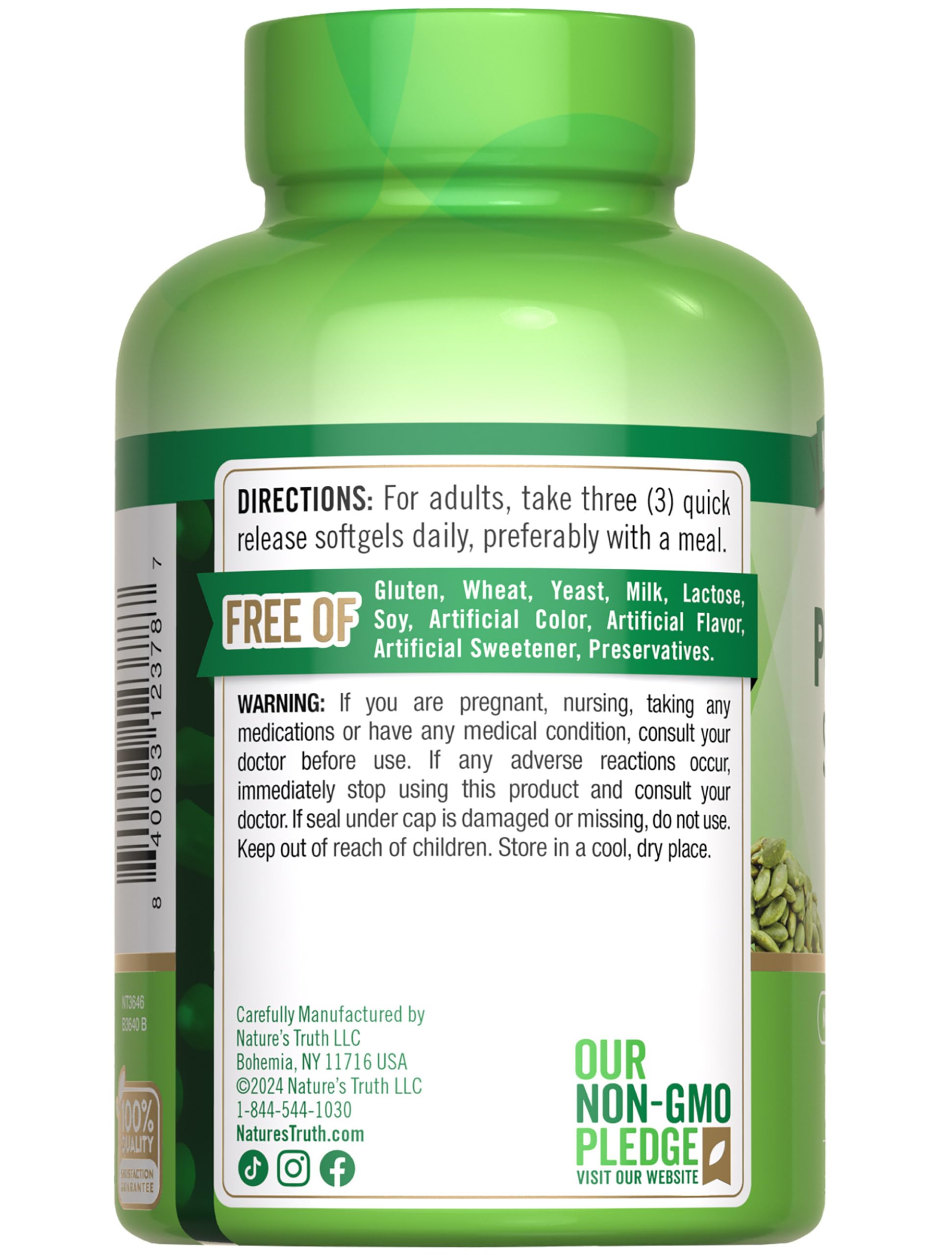 Foto 8 pulgar | Suplemento de Aceite de Semillas de Calabaza Nature's Truth 3000 Mg 75 Cápsulas Blandas - Venta Internacional