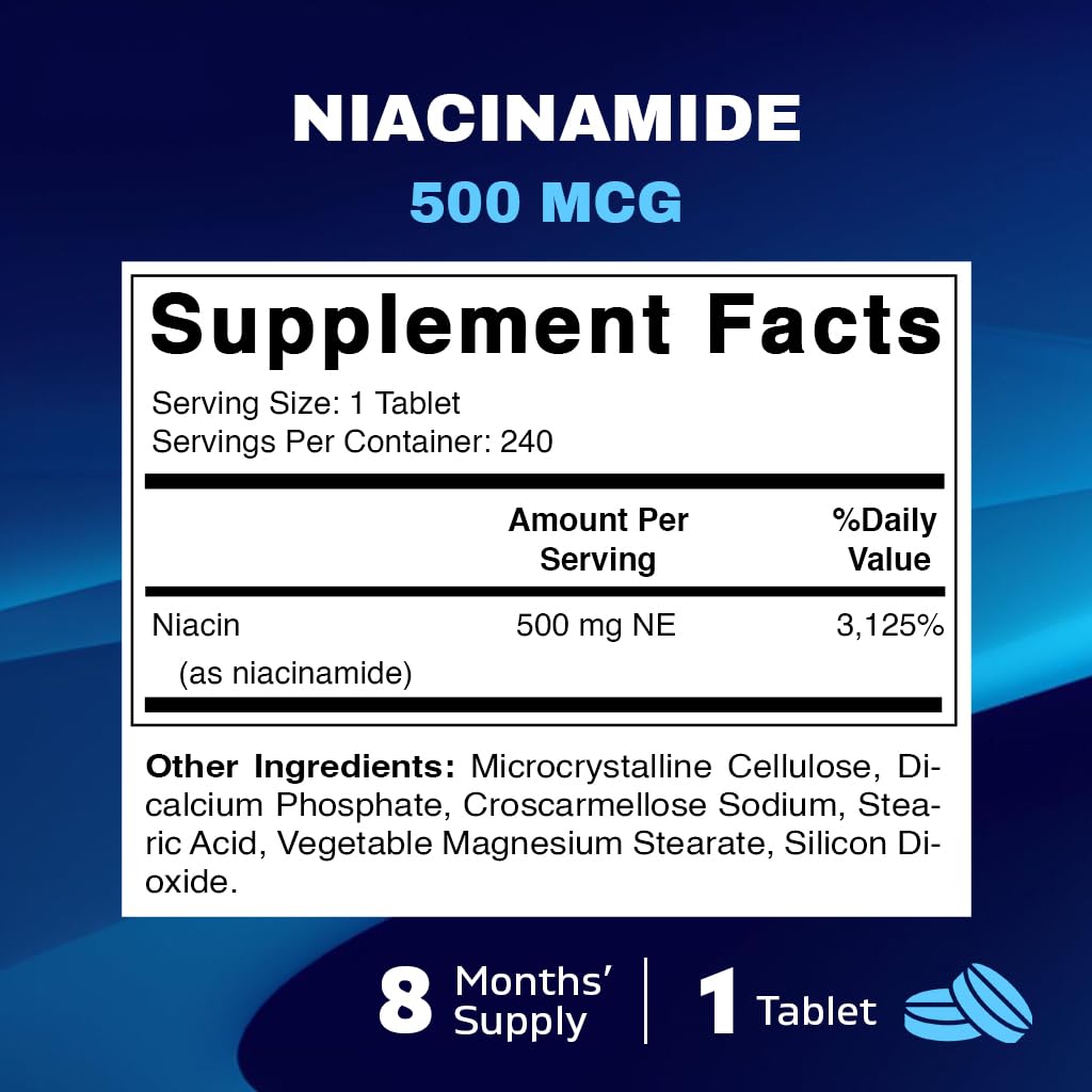 Foto 3 pulgar | Suplemento Vitamatic de Niacinamida 500 Mg 240 Comprimidos - Venta Internacional