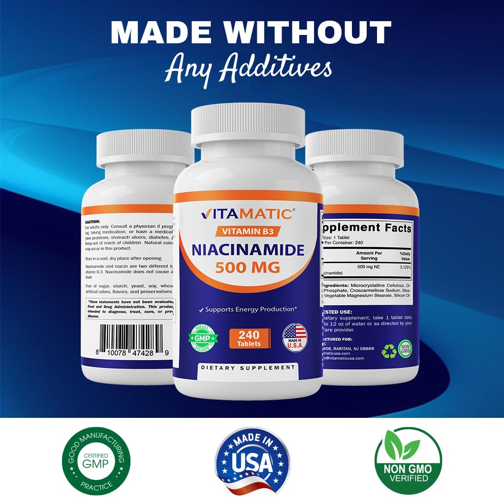 Foto 7 pulgar | Suplemento Vitamatic de Niacinamida 500 Mg 240 Comprimidos - Venta Internacional