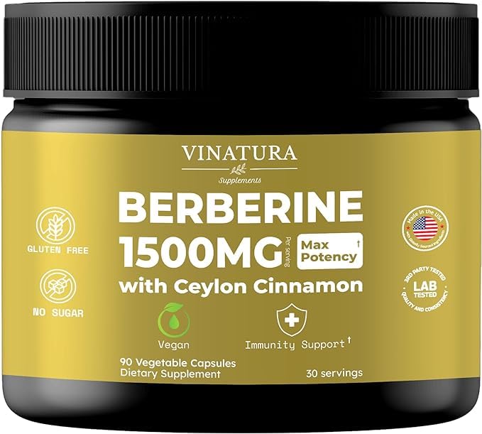 Foto 2 pulgar | Suplemento Vinatura Berberine 1500 Mg con Canela de Ceilán 90 Cápsulas - Venta Internacional