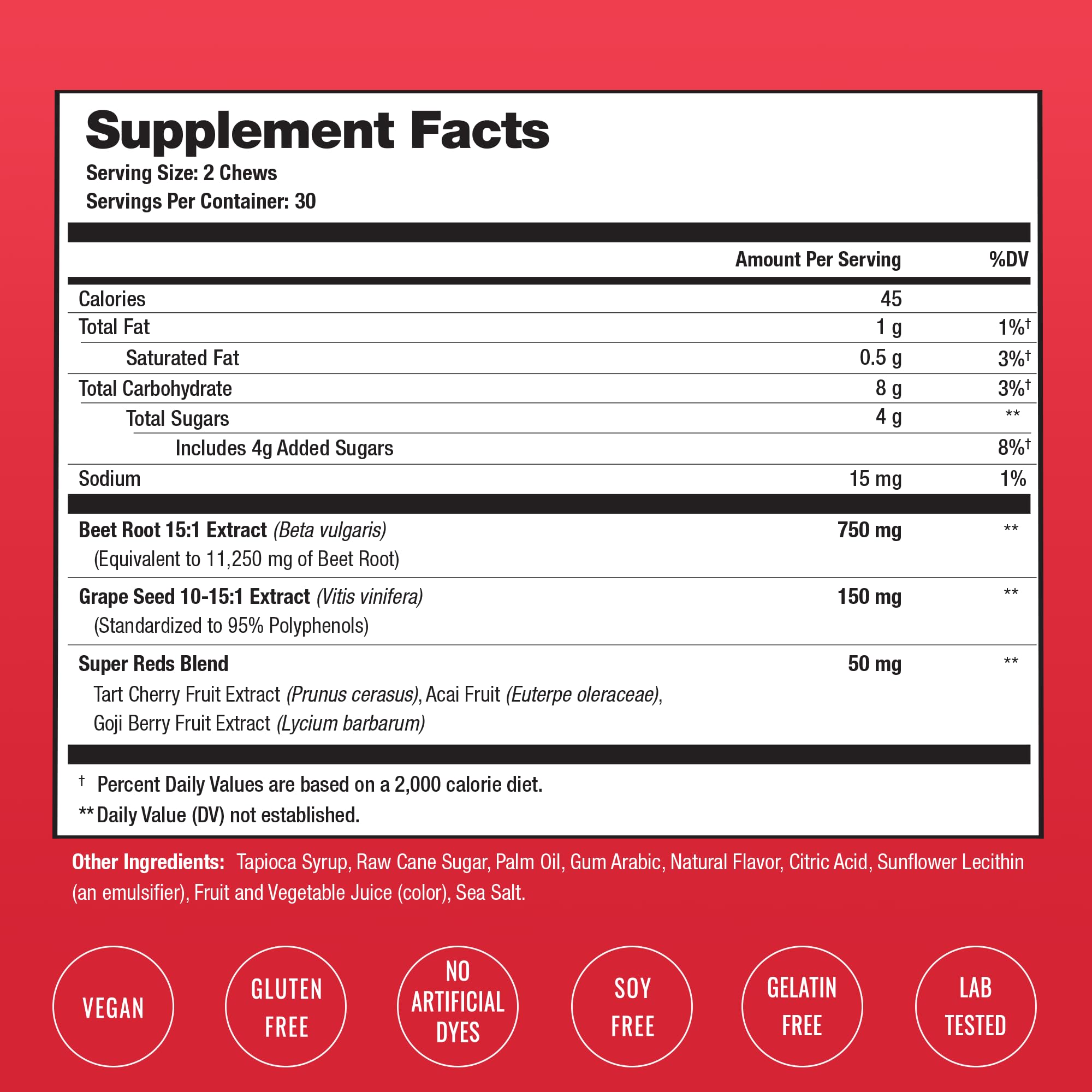 Foto 6 pulgar | Suplemento Nutrachamps Vitabeets  Masticables De Remolacha 60 Cápsulas-Venta Internacional