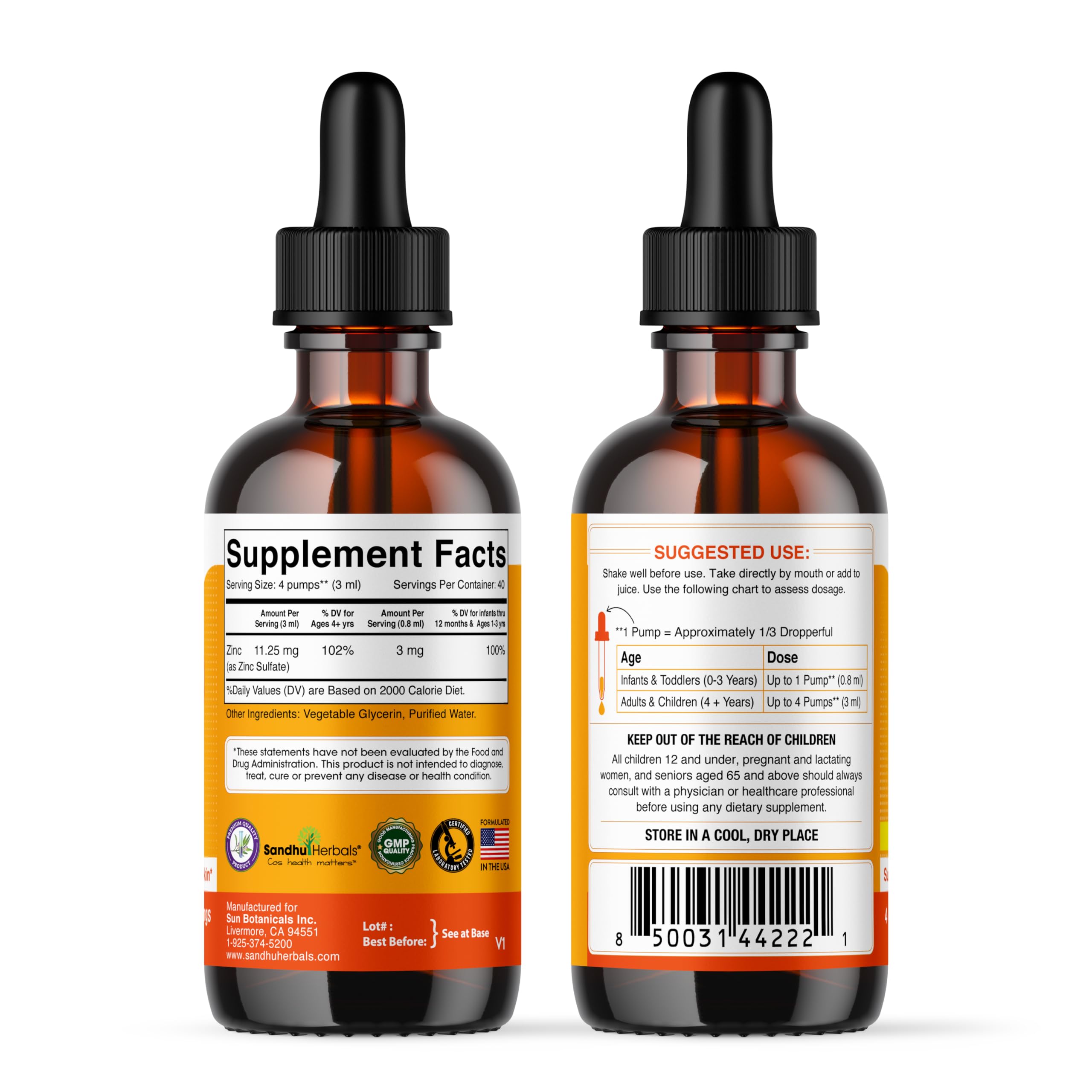 Foto 4 pulgar | Suplemento de Zinc Líquido Sandhuherbals 120 ml para Niños y Niños Pequeños - Venta Internacional