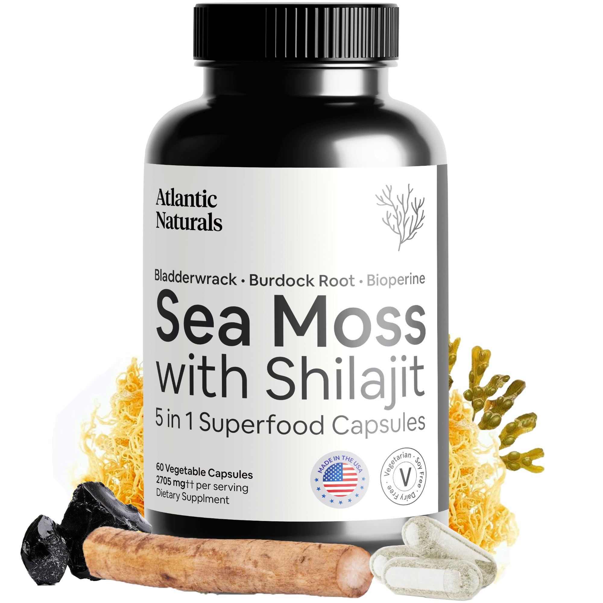 Foto 2 pulgar | Suplemento de Musgo Marino de Atlantic Naturals con Shilajit 5 en 1 60 Unidades - Venta Internacional