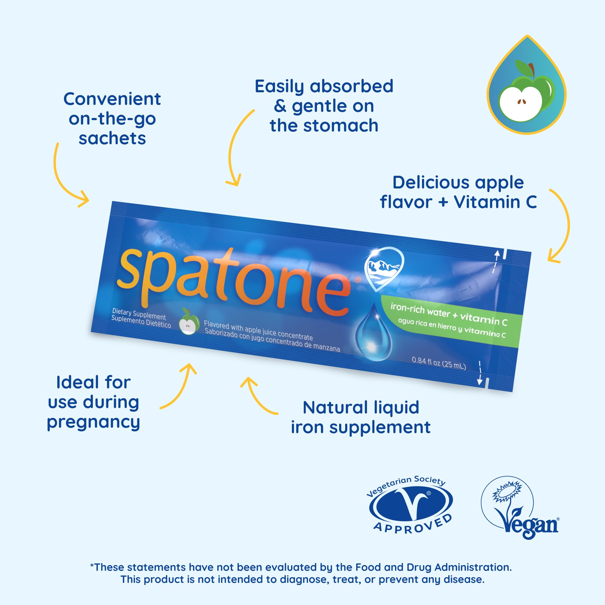 Foto 3 pulgar | Suplemento de Hierro Líquido Spatone Sabor a Manzana Natural 20 Ml - Venta Internacional