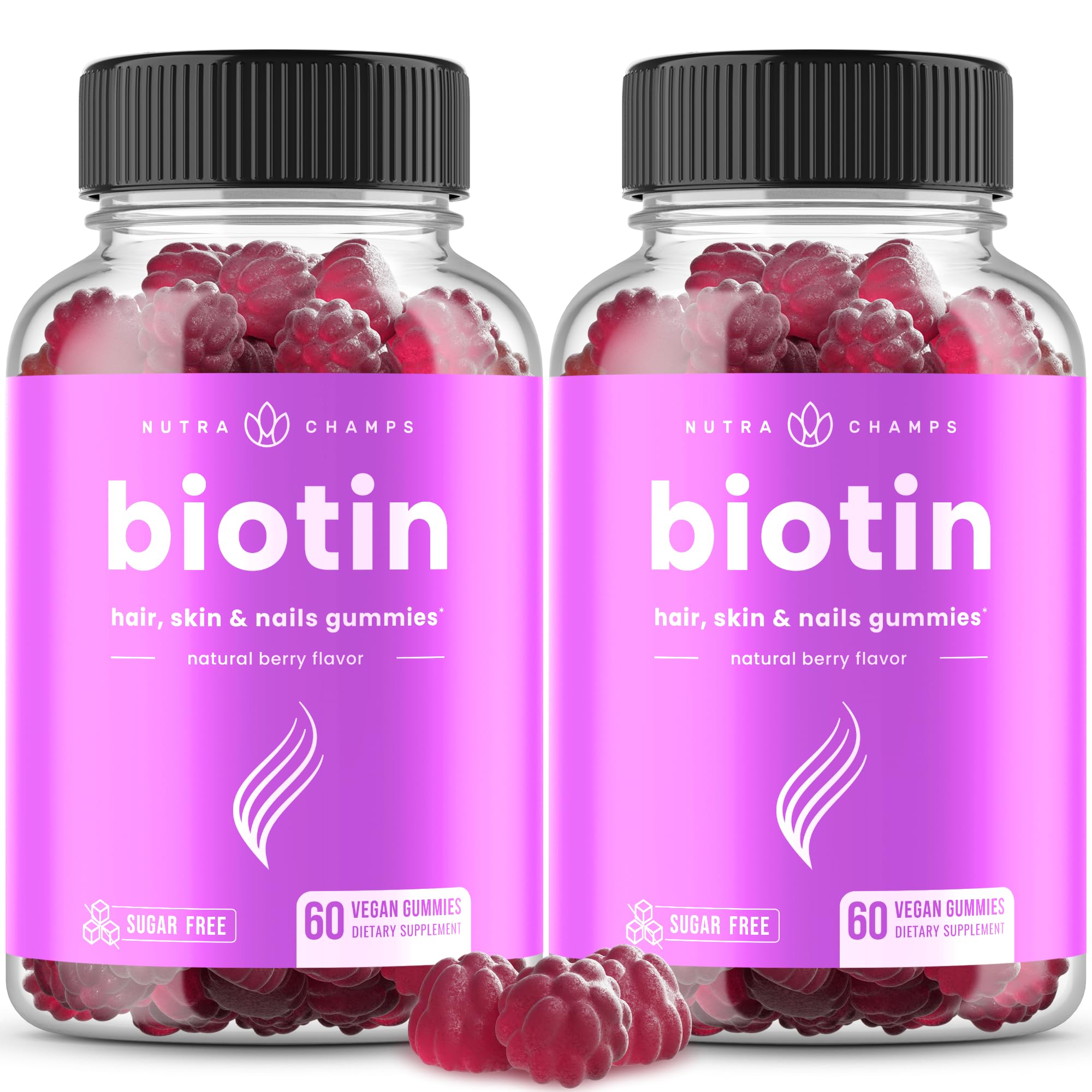 Foto 2 pulgar | Gomitas de Biotina sin Azúcar NutraChamps 10 000 mcg Paquete de 2 - Venta Internacional