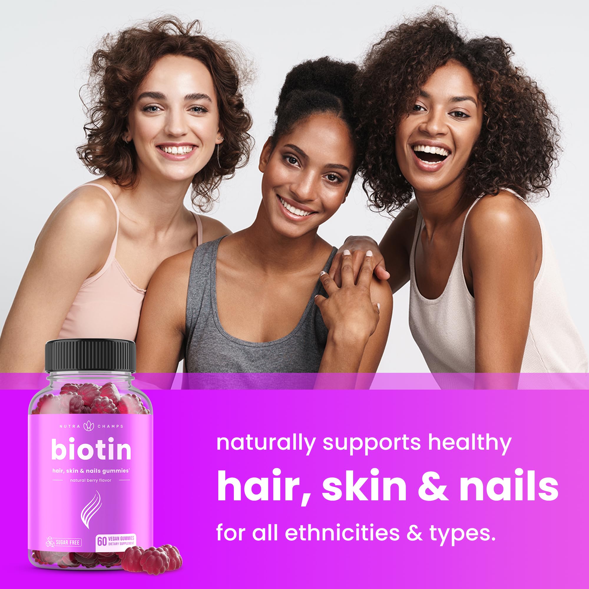 Foto 5 pulgar | Gomitas de Biotina sin Azúcar NutraChamps 10 000 mcg Paquete de 2 - Venta Internacional