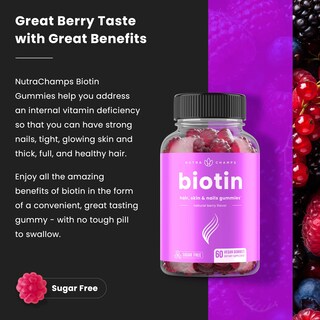 Foto 6 | Gomitas de Biotina sin Azúcar NutraChamps 10 000 mcg Paquete de 2 - Venta Internacional