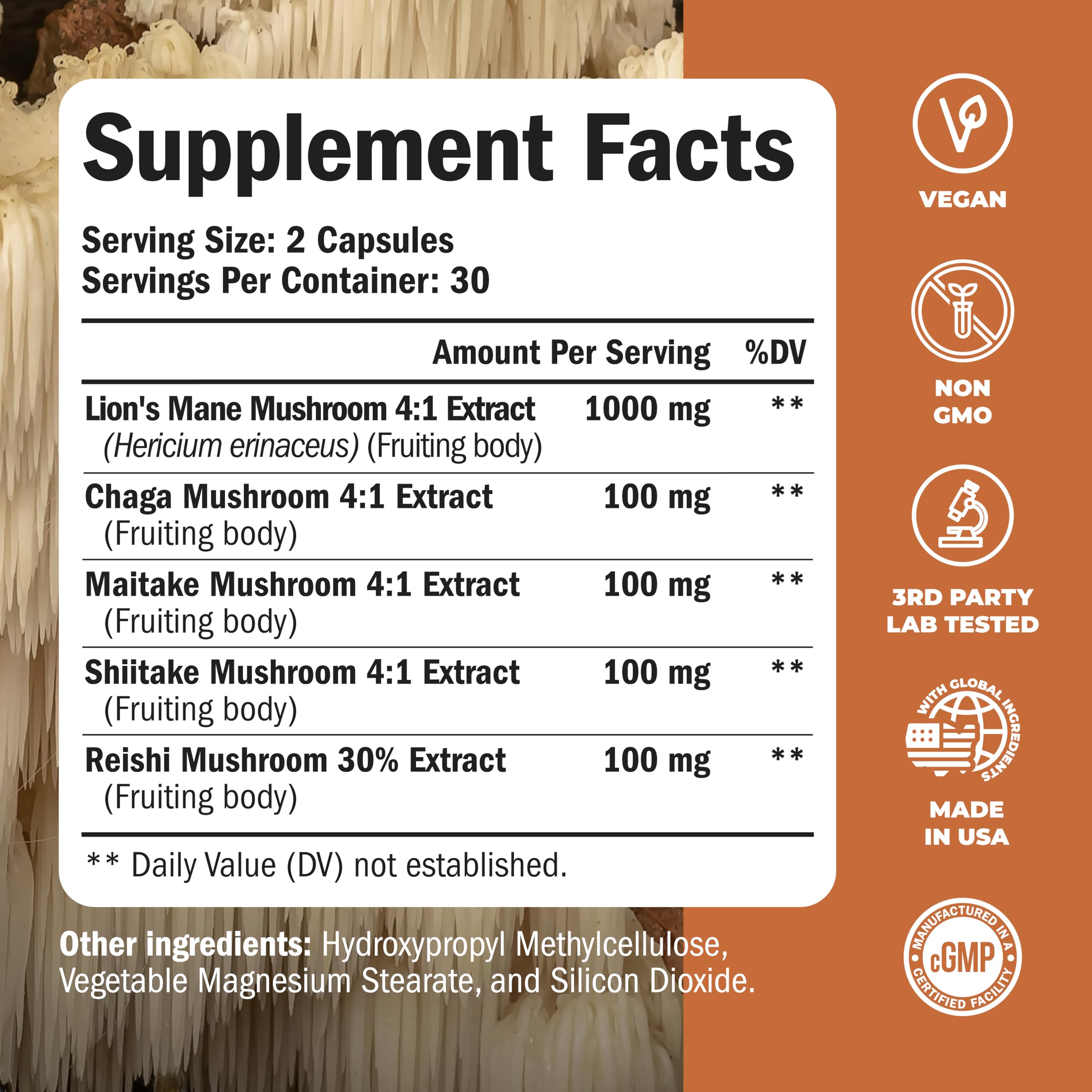 Foto 3 | Suplemento Vimerson Health Lions Mane Mushroom 60 Cápsulas - Venta Internacional