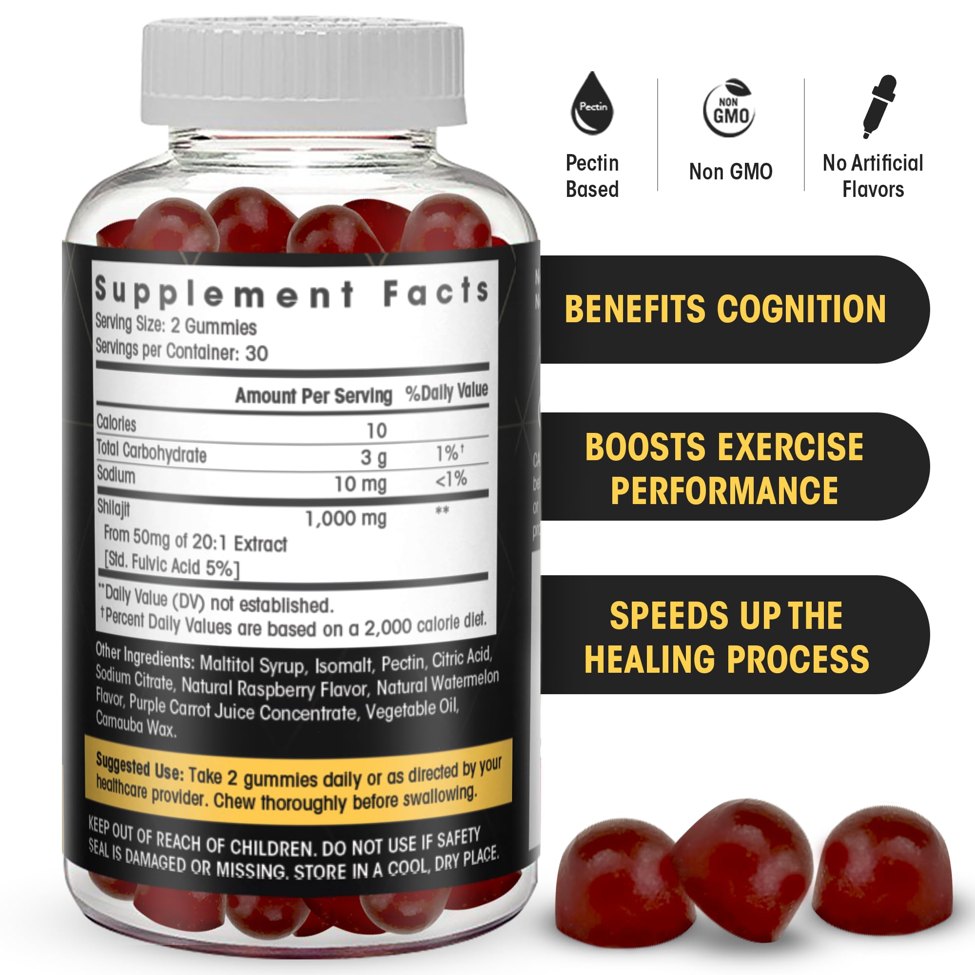 Foto 3 pulgar | Suplementos Shilajit Gummies Flamingo Sin Azúcar 60 Gomitas - Venta Internacional