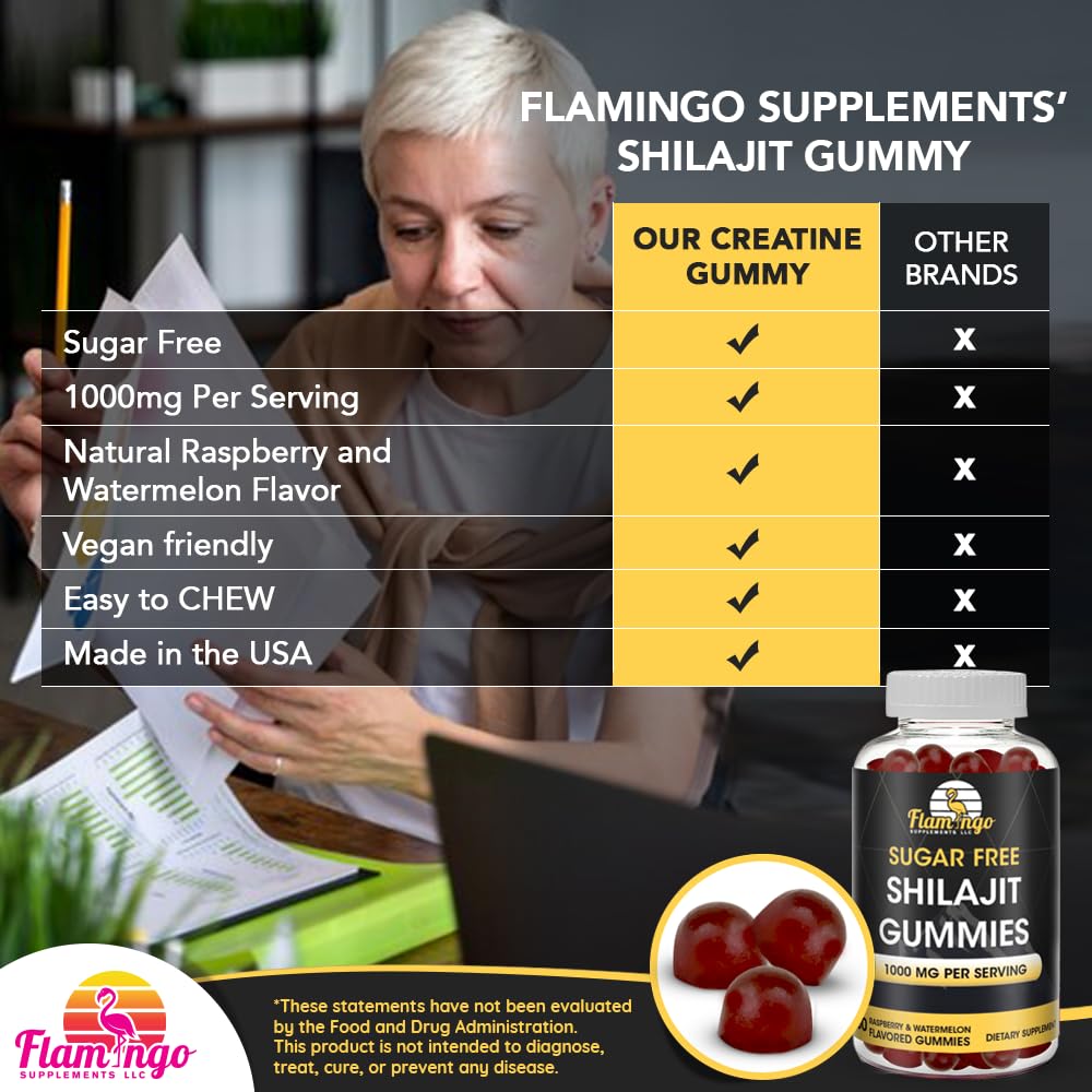 Foto 5 pulgar | Suplementos Shilajit Gummies Flamingo Sin Azúcar 60 Gomitas - Venta Internacional