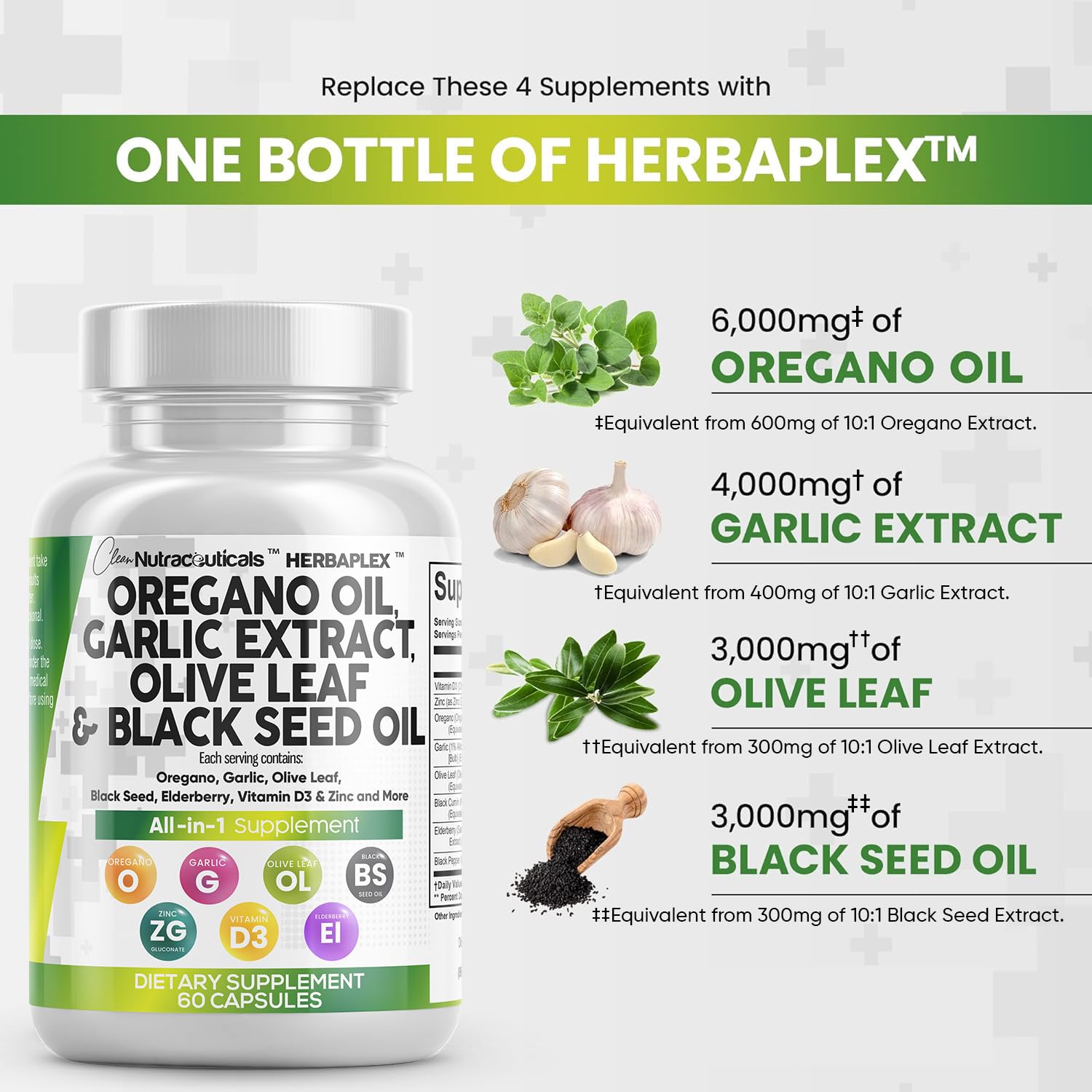 Foto 3 pulgar | Suplemento Clean Nutraceuticals Herbaplex Immune Support 60 Cápsulas - Venta Internacional