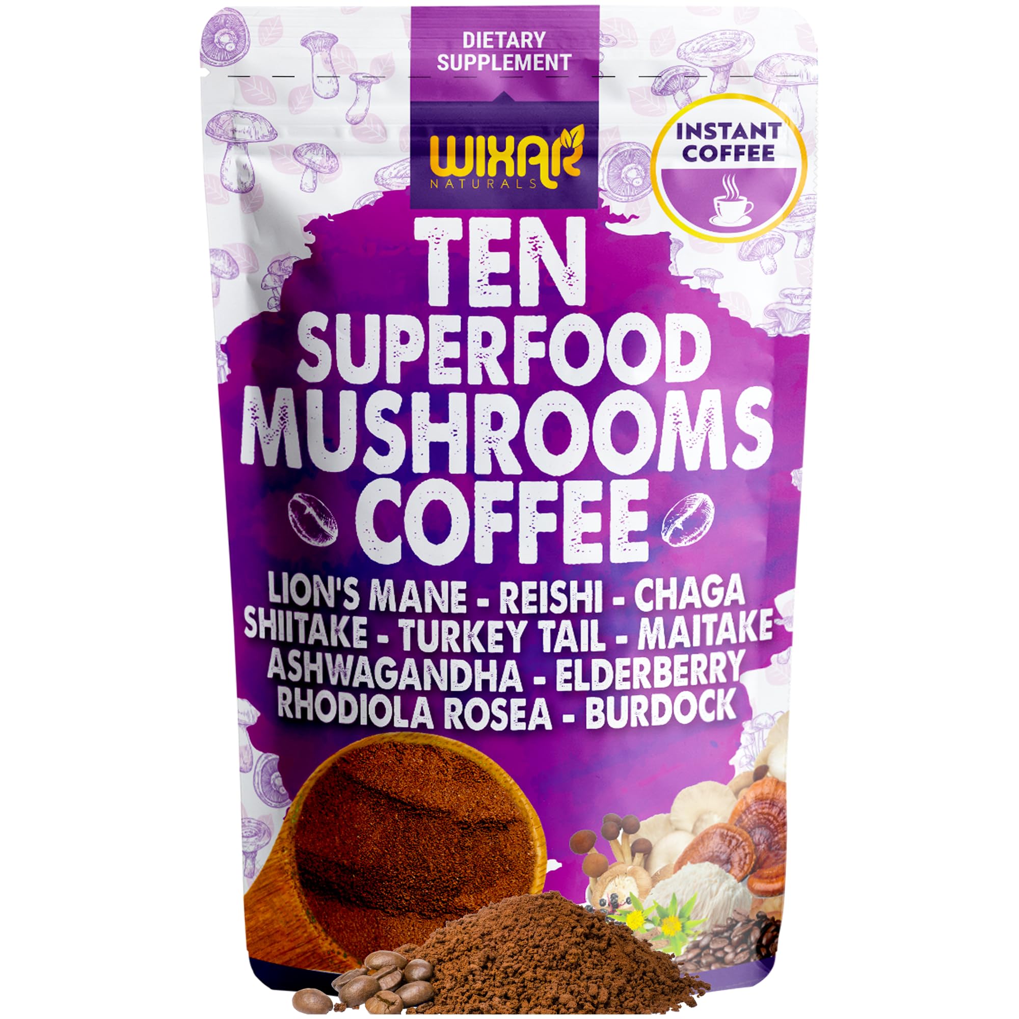 Foto 2 pulgar | Café con Hongos Wixar Superfood Instant Powder 150 Ml - Venta Internacional