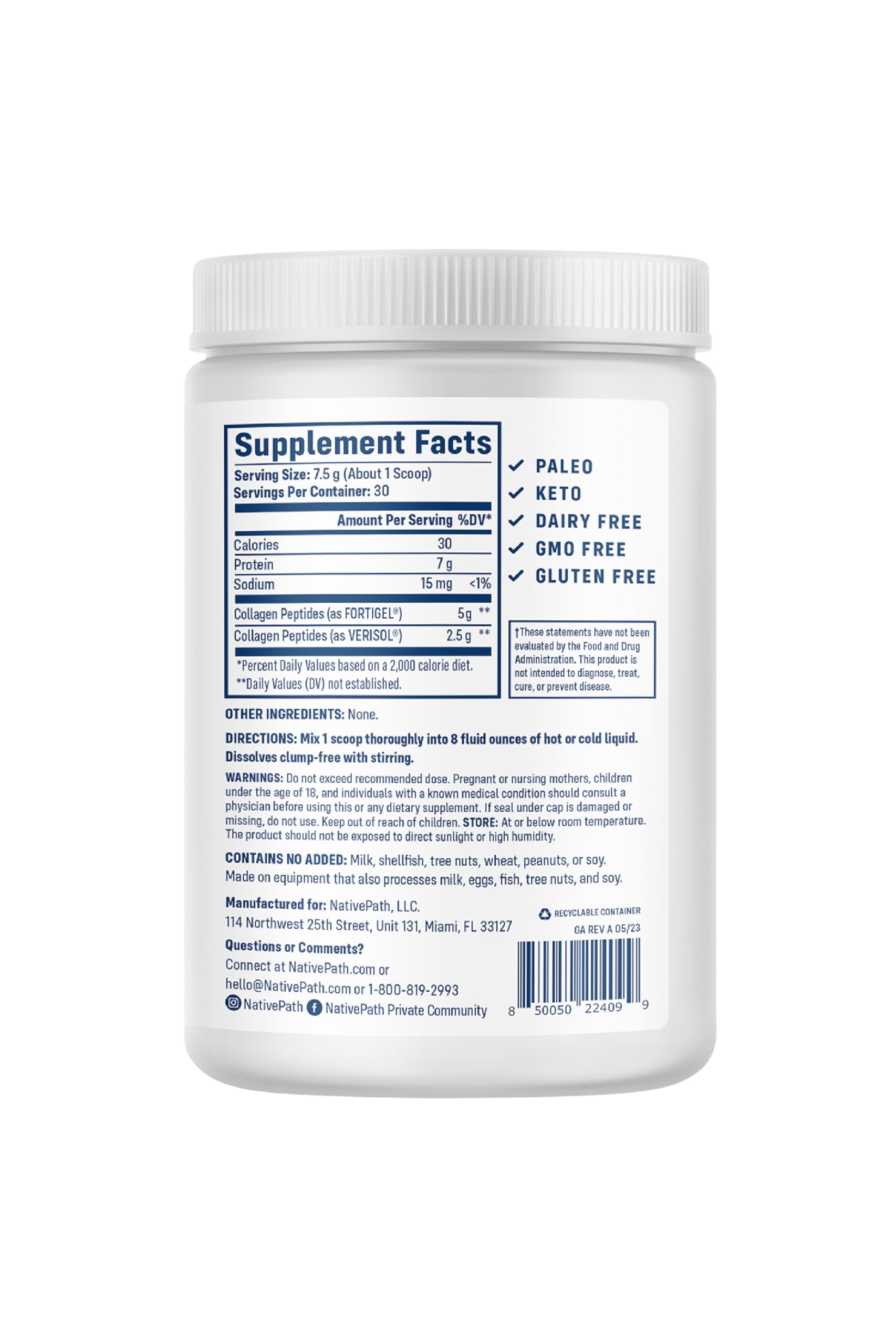 Foto 4 pulgar | Suplemento de Péptidos de Colágeno Nativepath Joint Health 225 ml - Venta Internacional