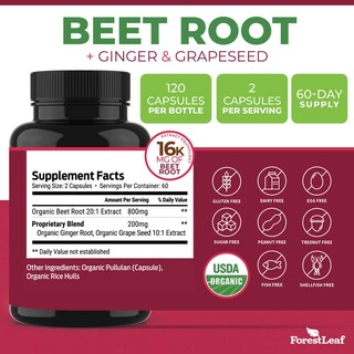 Foto 3 | Cápsulas de Raíz de Remolacha ForestLeaf de 1000mg 120 Unidades - Venta Internacional