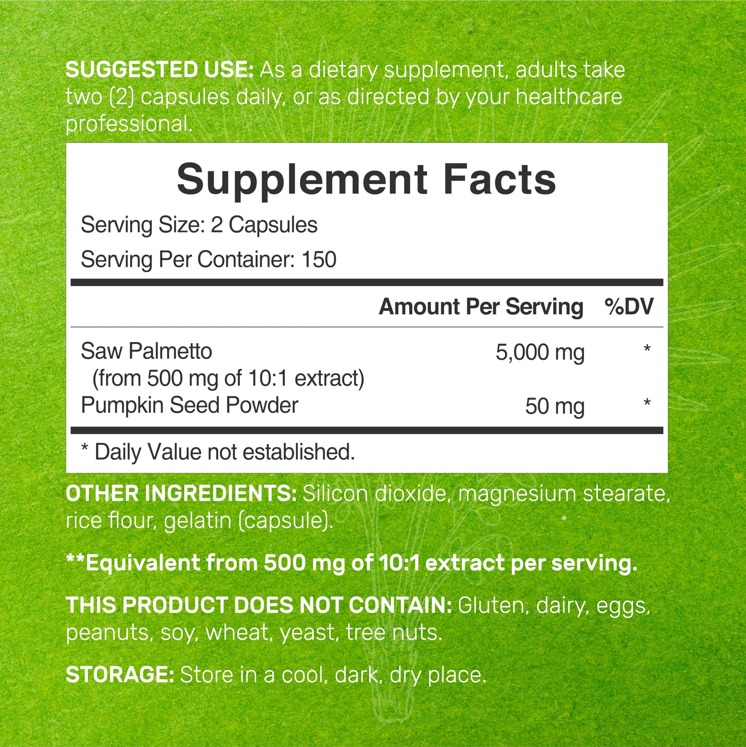 Foto 3 pulgar | Suplemento de Palma Enana Americana 5000 Mg 300 Cápsulas - Venta Internacional