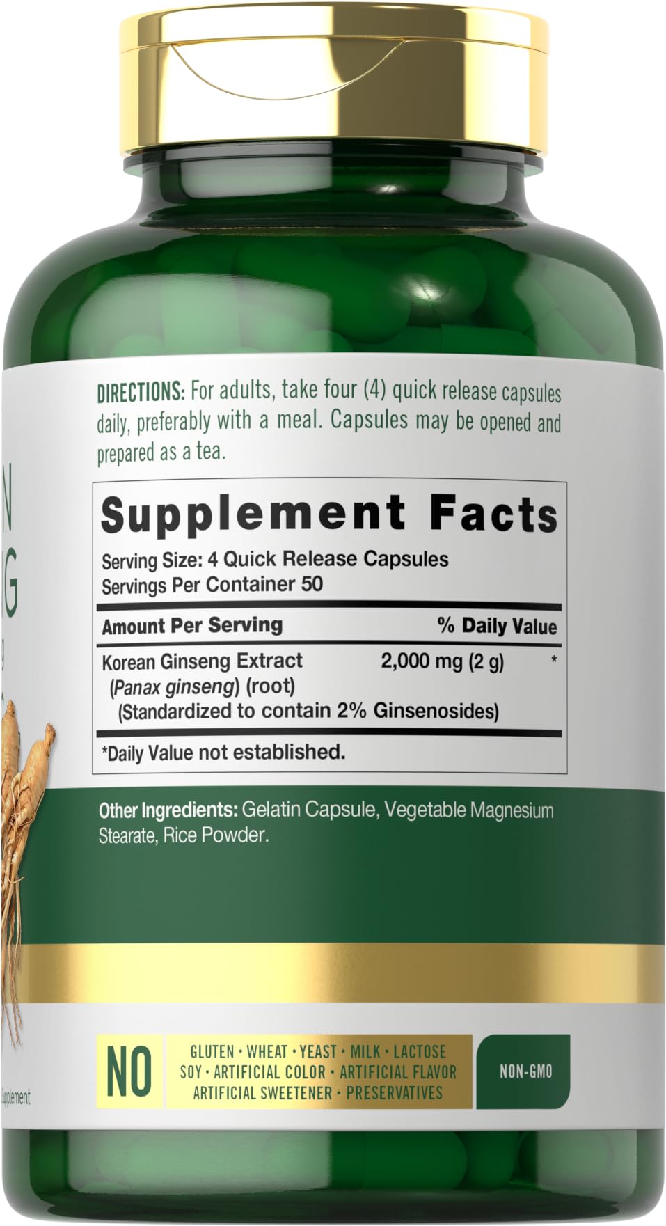 Foto 3 pulgar | Suplemento de Extracto de Ginseng Coreano Carlyle 2000 Mg 200 Cápsulas - Venta Internacional