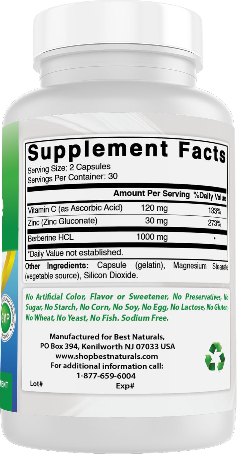 Foto 7 pulgar | Suplemento Best Naturals Berberine Plus 1000 Mg 60 Cápsulas - Venta Internacional