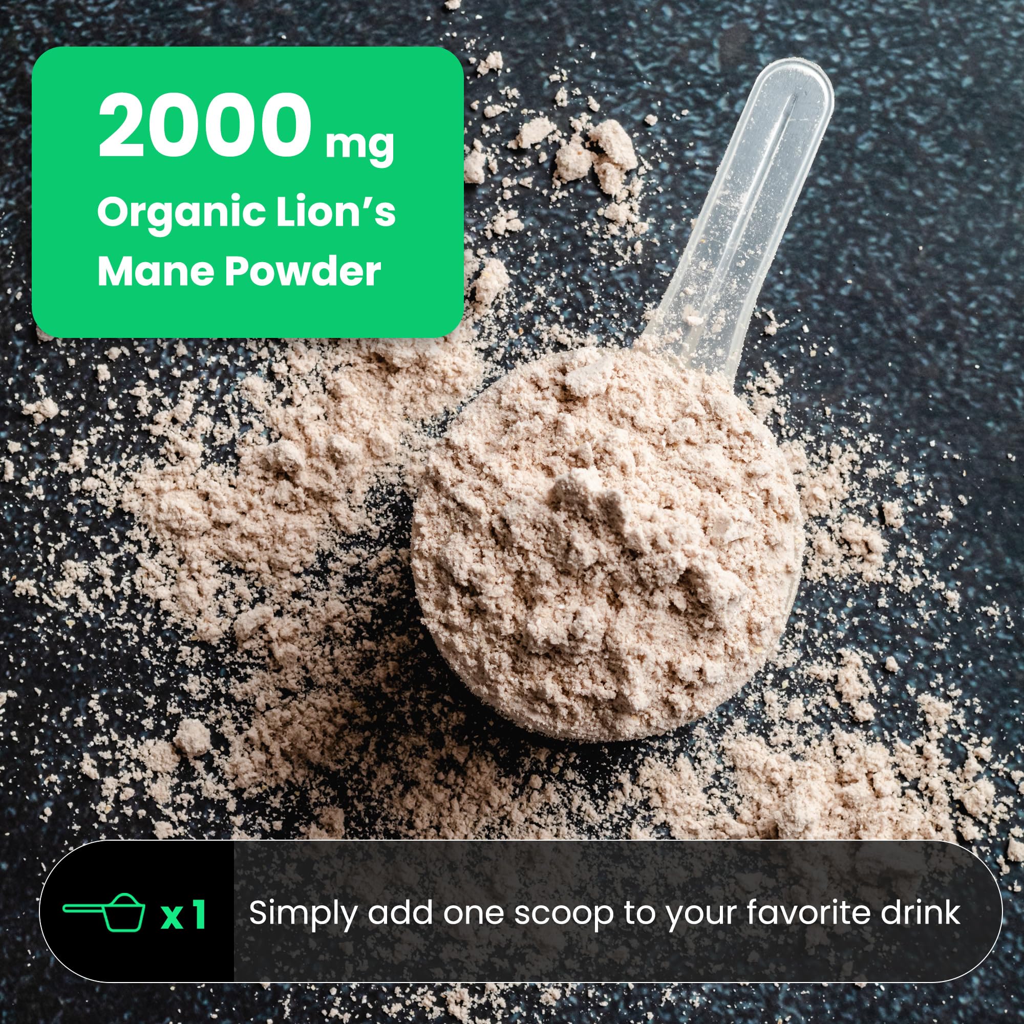 Foto 5 pulgar | Suplemento Nutrachamps Organic Lions Mane Powder 60 ml 2000 mg - Venta Internacional